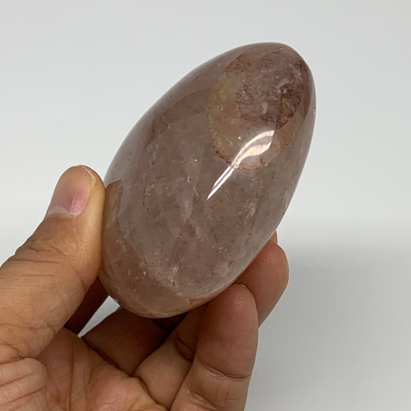 266.9g, 2.7"x3"x1.5" Red Hematoid Quartz Heart Crystal @Madagascar, B30518