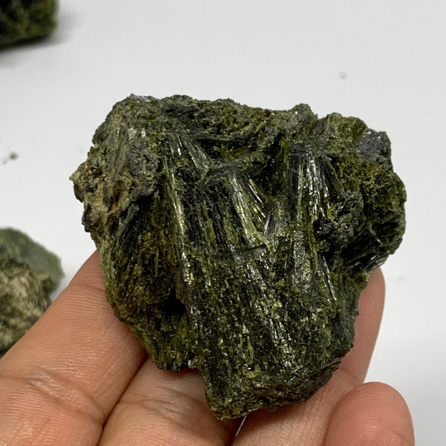 1.48 lbs, 1.5"-2.5", 15pcs,Green Epidote Leaf/Cluster Minerals Specimens,B27483