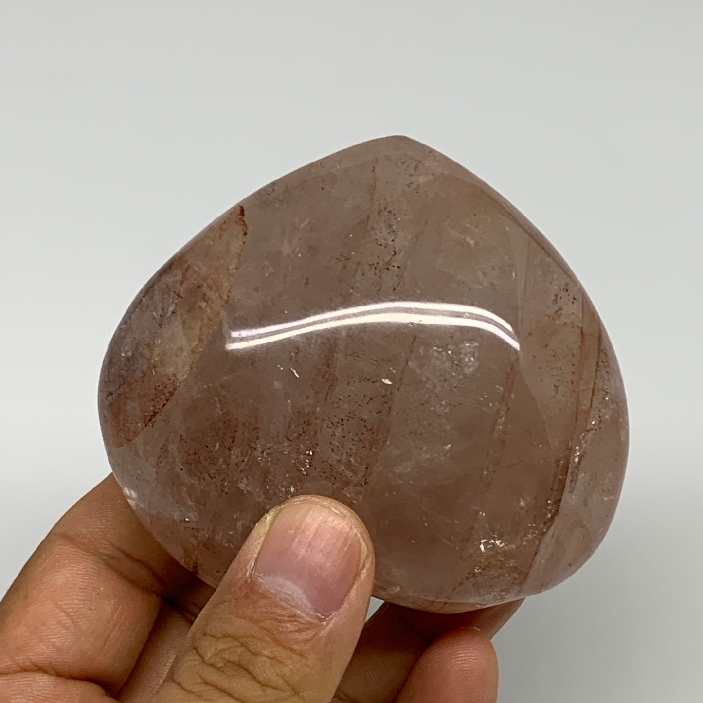 266.9g, 2.7"x3"x1.5" Red Hematoid Quartz Heart Crystal @Madagascar, B30518