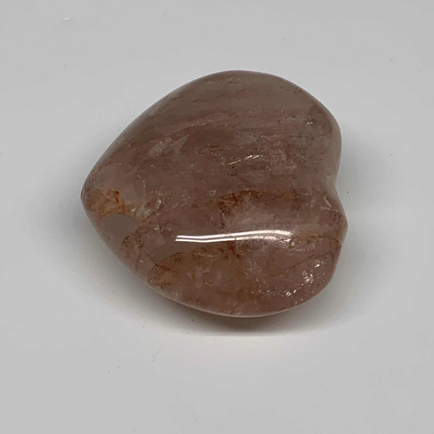 266.9g, 2.7"x3"x1.5" Red Hematoid Quartz Heart Crystal @Madagascar, B30518