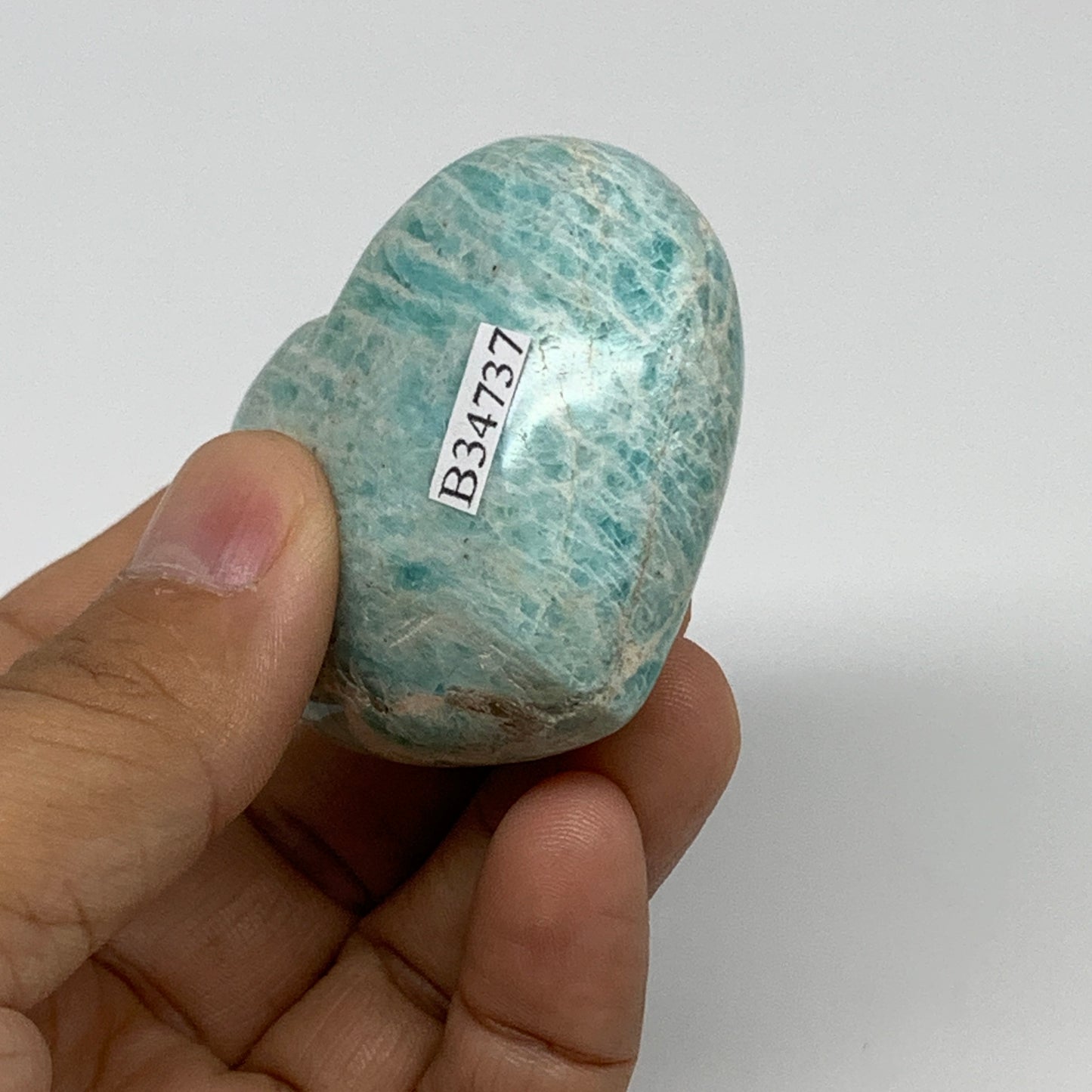 94.5g, 1.8"x"x2.1"x1.1", Natural Amazonite Heart Polished Gemstone, B34737