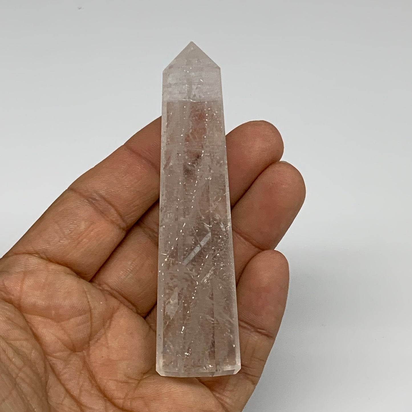 60.6g, 3.4"x0.8", Natural Quartz Crystal Tower Point Obelisk @India, B31360