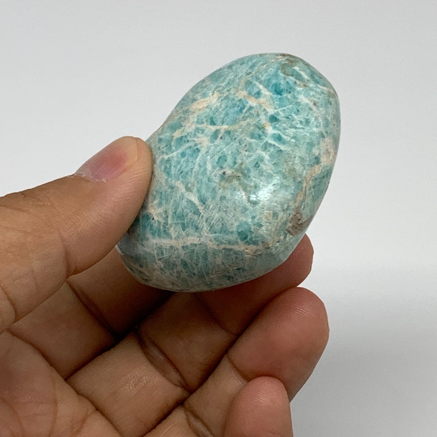 94.5g, 1.8"x"x2.1"x1.1", Natural Amazonite Heart Polished Gemstone, B34737