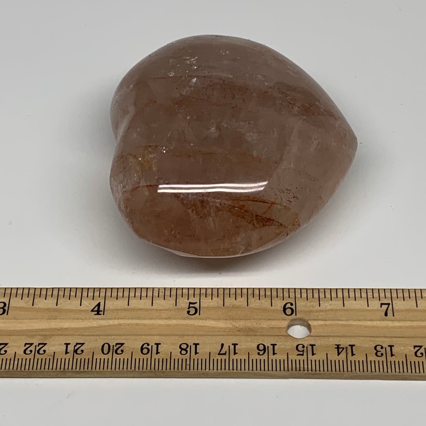 266.9g, 2.7"x3"x1.5" Red Hematoid Quartz Heart Crystal @Madagascar, B30518