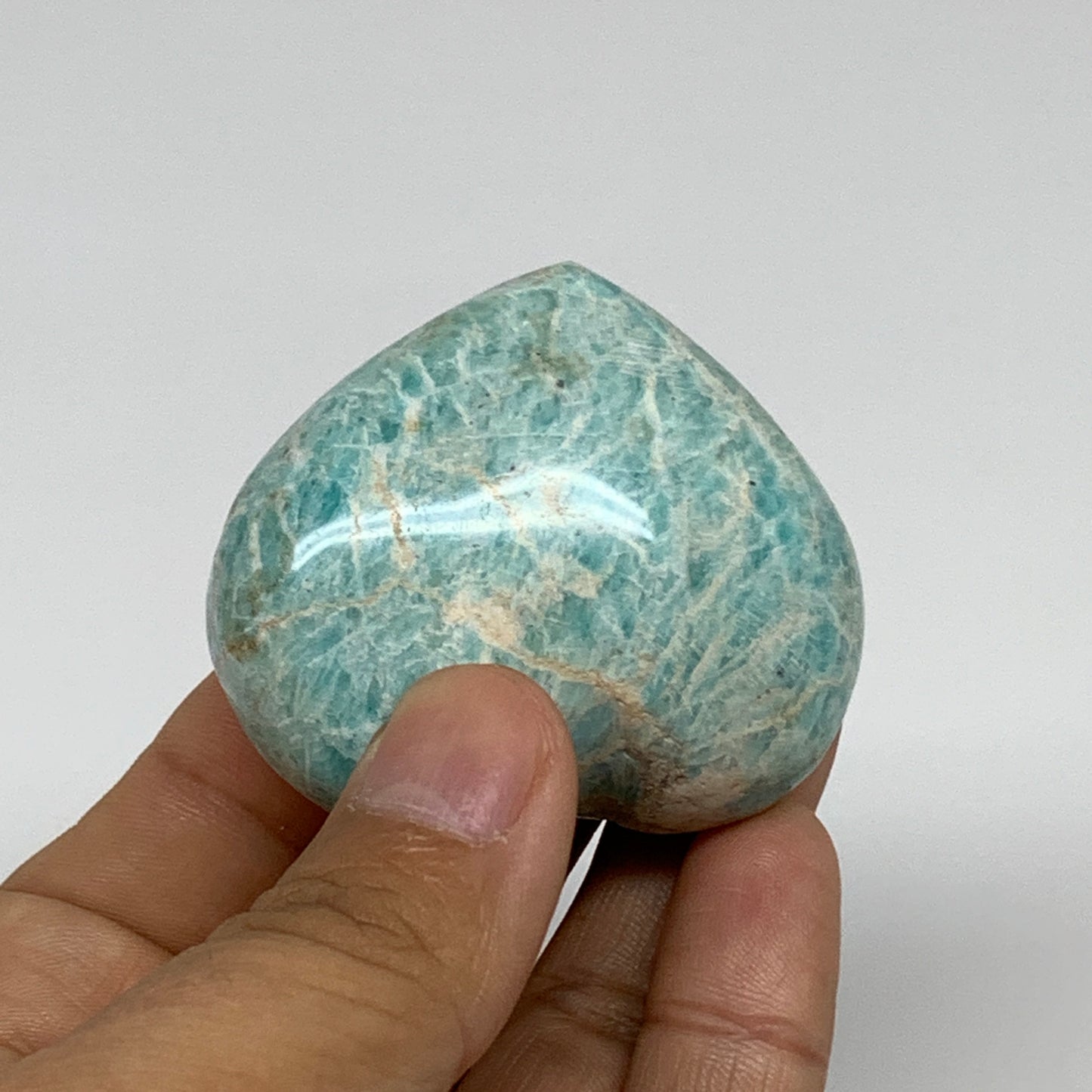 94.5g, 1.8"x"x2.1"x1.1", Natural Amazonite Heart Polished Gemstone, B34737