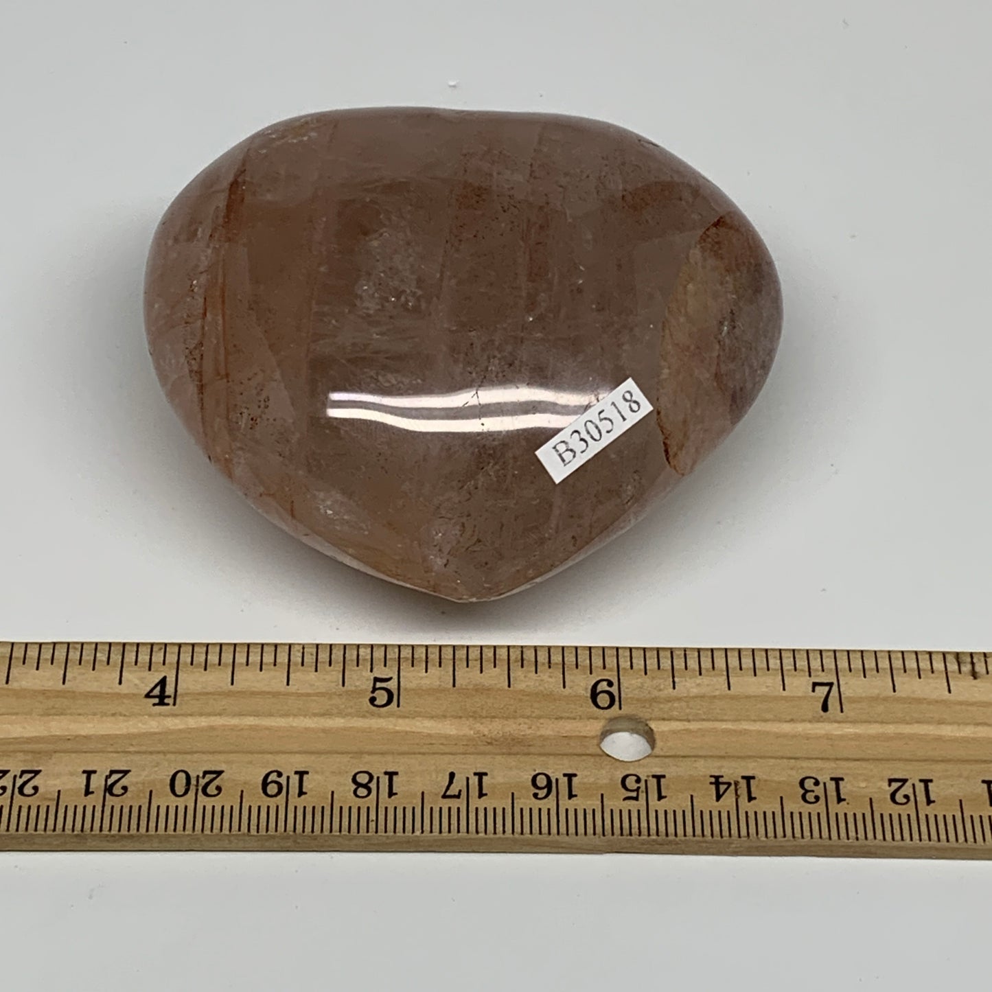 266.9g, 2.7"x3"x1.5" Red Hematoid Quartz Heart Crystal @Madagascar, B30518