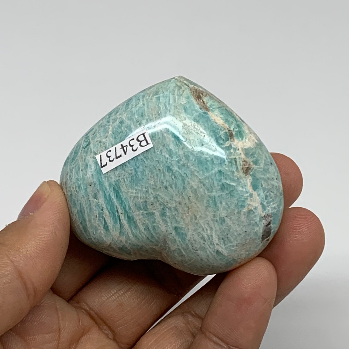 94.5g, 1.8"x"x2.1"x1.1", Natural Amazonite Heart Polished Gemstone, B34737