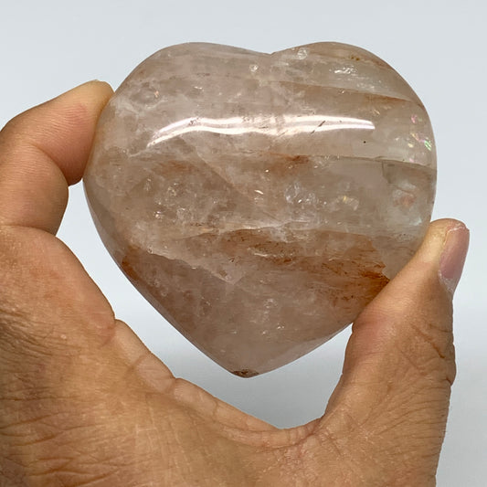 174.3g, 2.4"x2.6"x1.3" Red Hematoid Quartz Heart Crystal @Madagascar, B30519