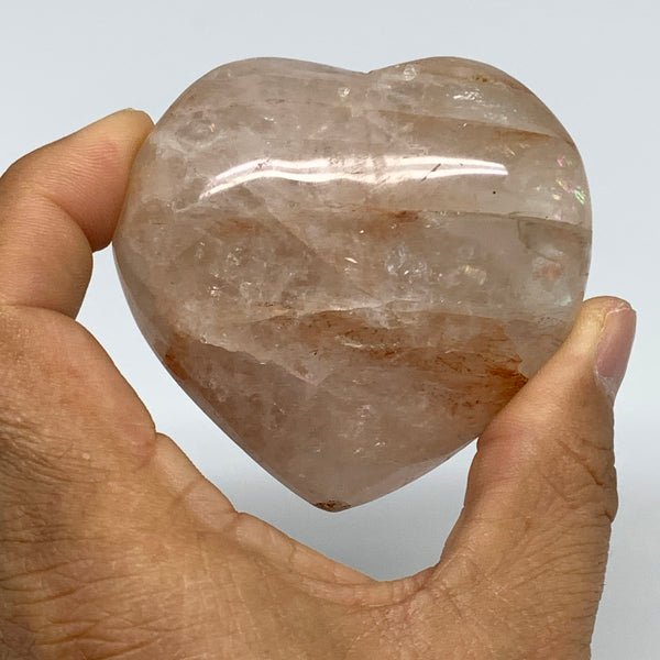174.3g, 2.4"x2.6"x1.3" Red Hematoid Quartz Heart Crystal @Madagascar, B30519