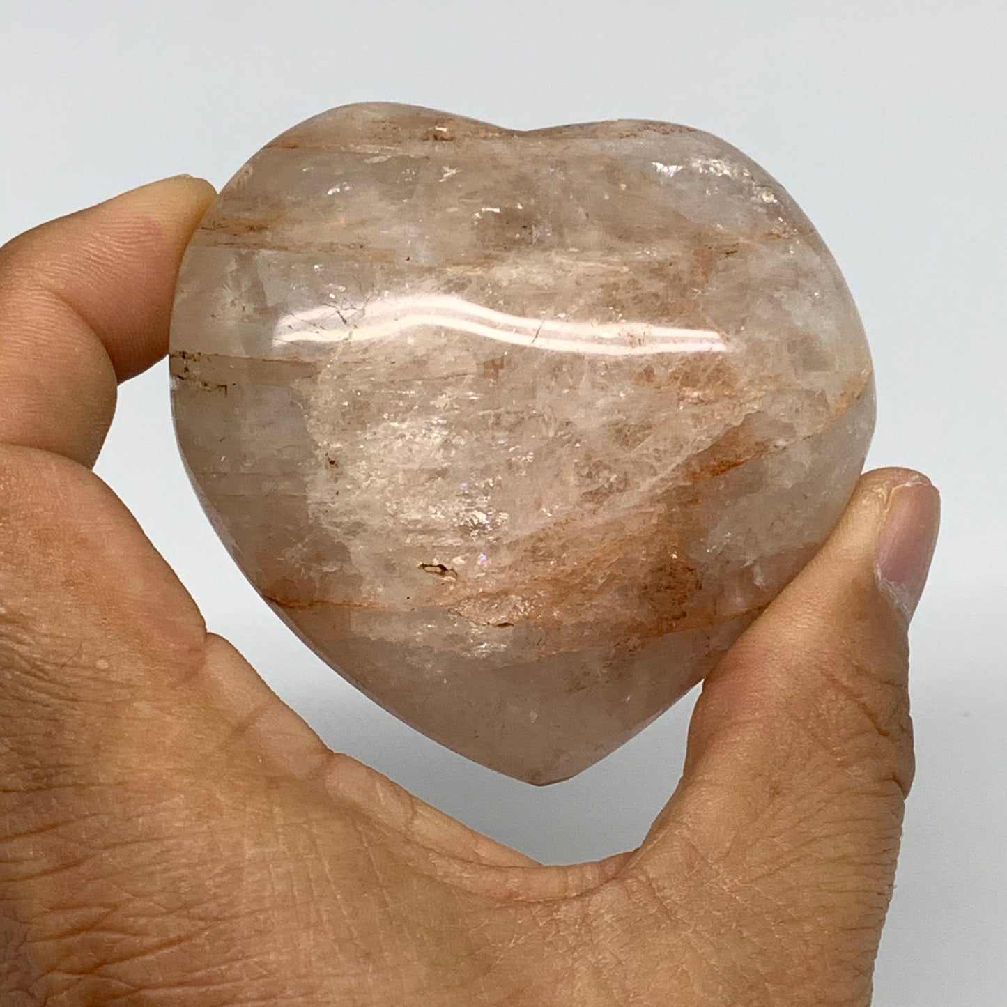 174.3g, 2.4"x2.6"x1.3" Red Hematoid Quartz Heart Crystal @Madagascar, B30519