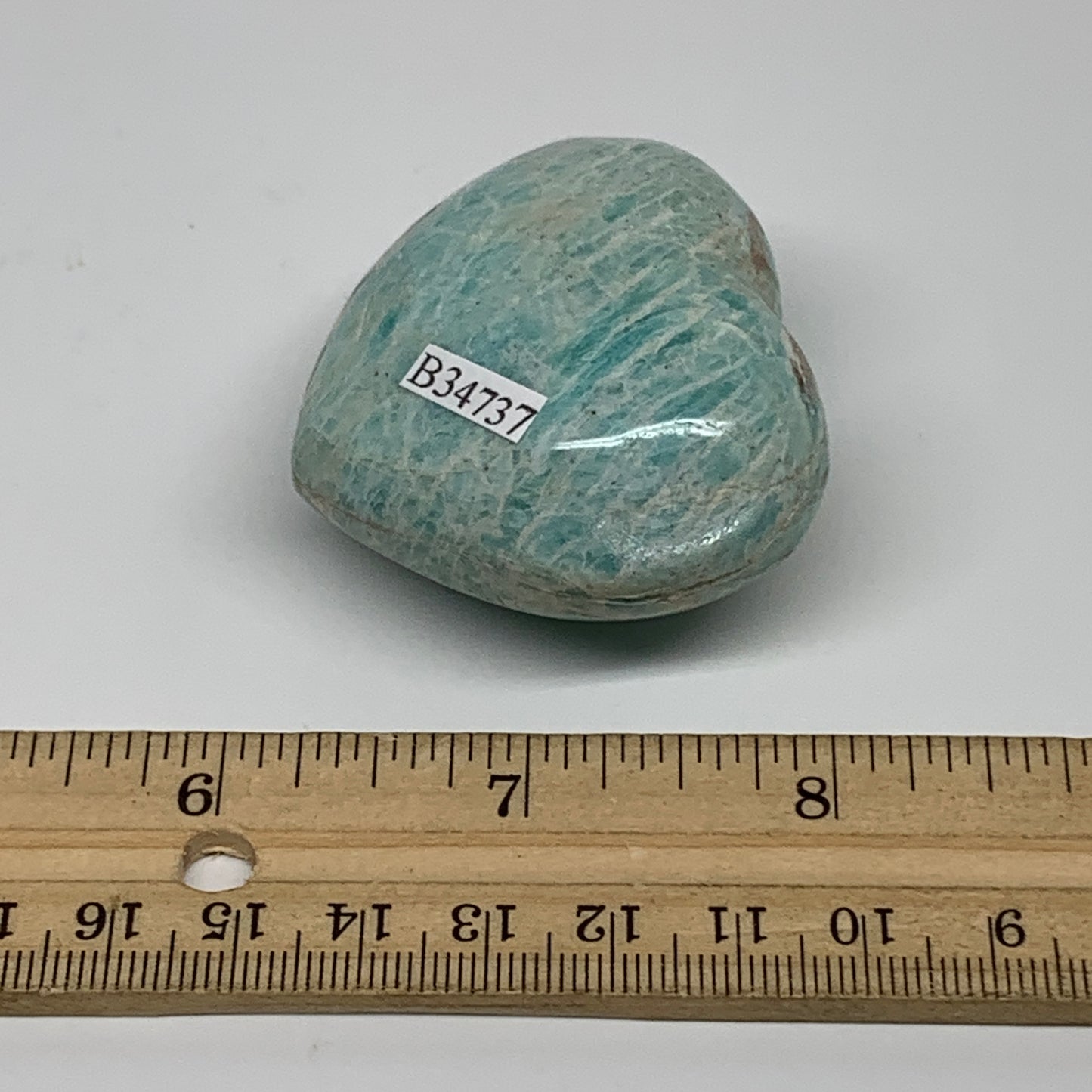 94.5g, 1.8"x"x2.1"x1.1", Natural Amazonite Heart Polished Gemstone, B34737
