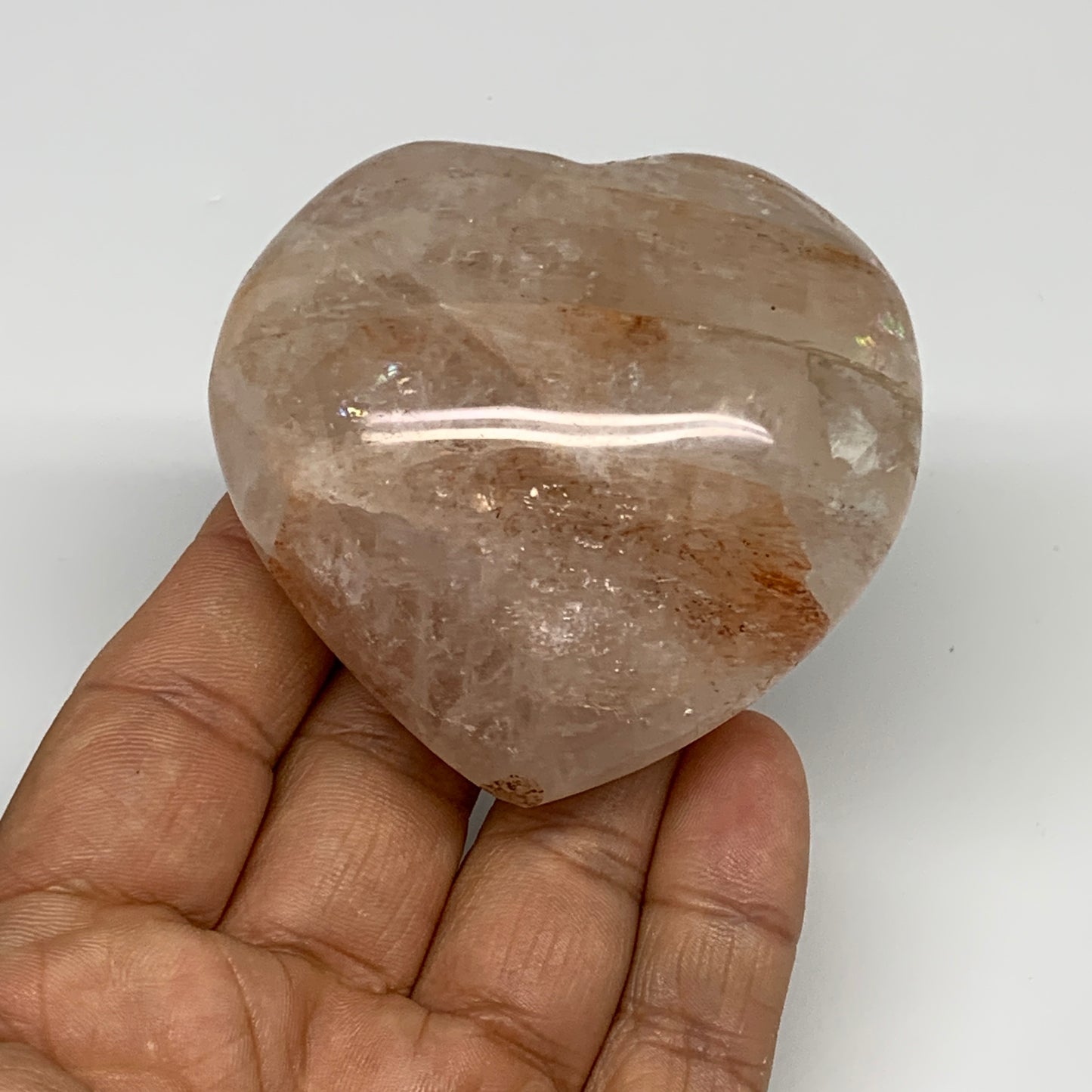 174.3g, 2.4"x2.6"x1.3" Red Hematoid Quartz Heart Crystal @Madagascar, B30519