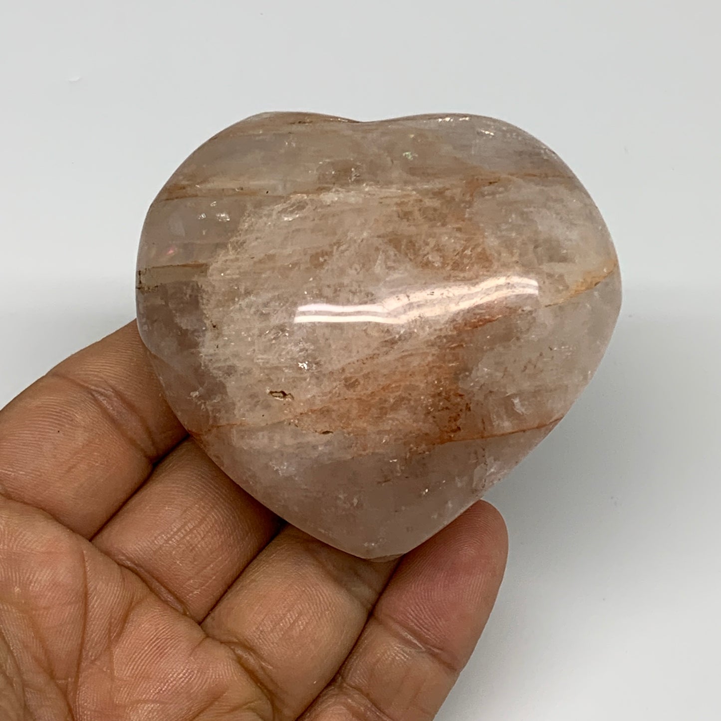 174.3g, 2.4"x2.6"x1.3" Red Hematoid Quartz Heart Crystal @Madagascar, B30519