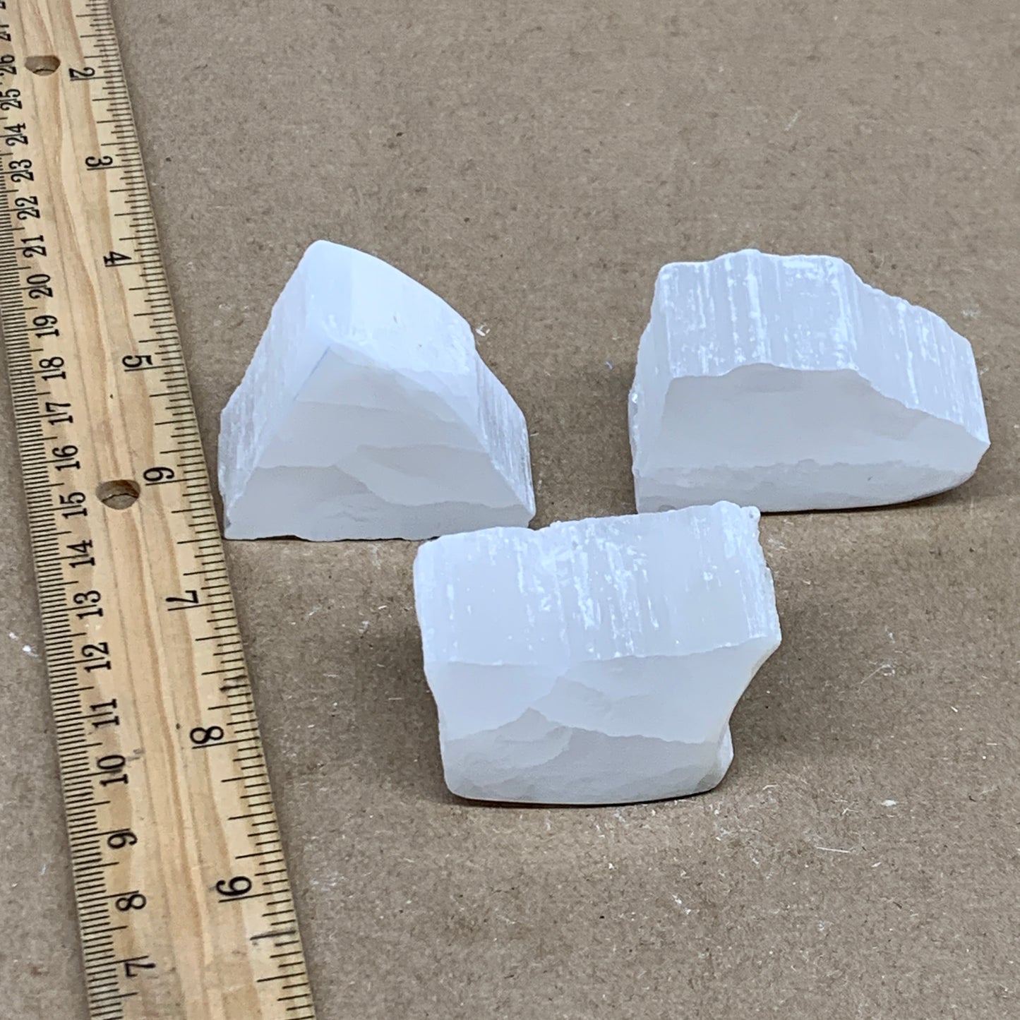 0.40 lbs, 1.6"-1.9", 3pcs, Natural Clear Selenite Crystal Slab Gemstone, B36934