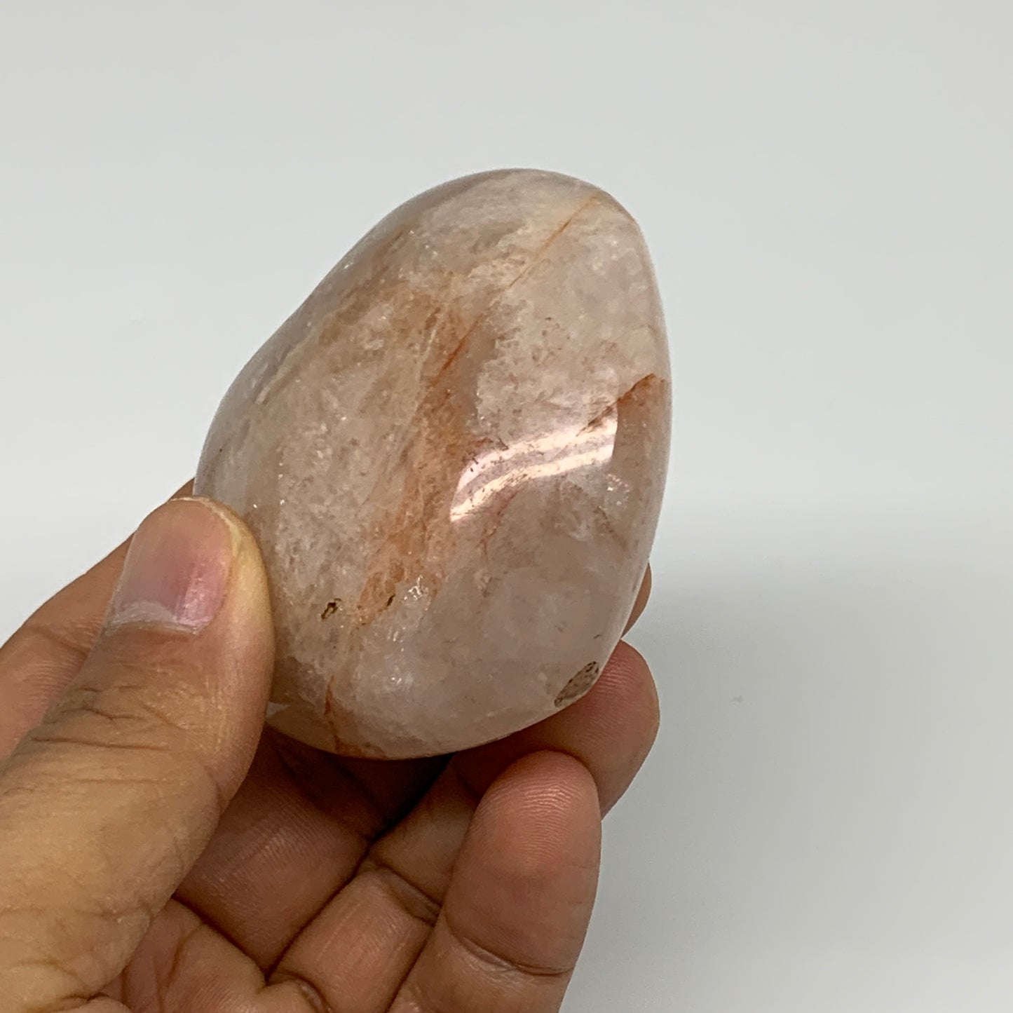 174.3g, 2.4"x2.6"x1.3" Red Hematoid Quartz Heart Crystal @Madagascar, B30519