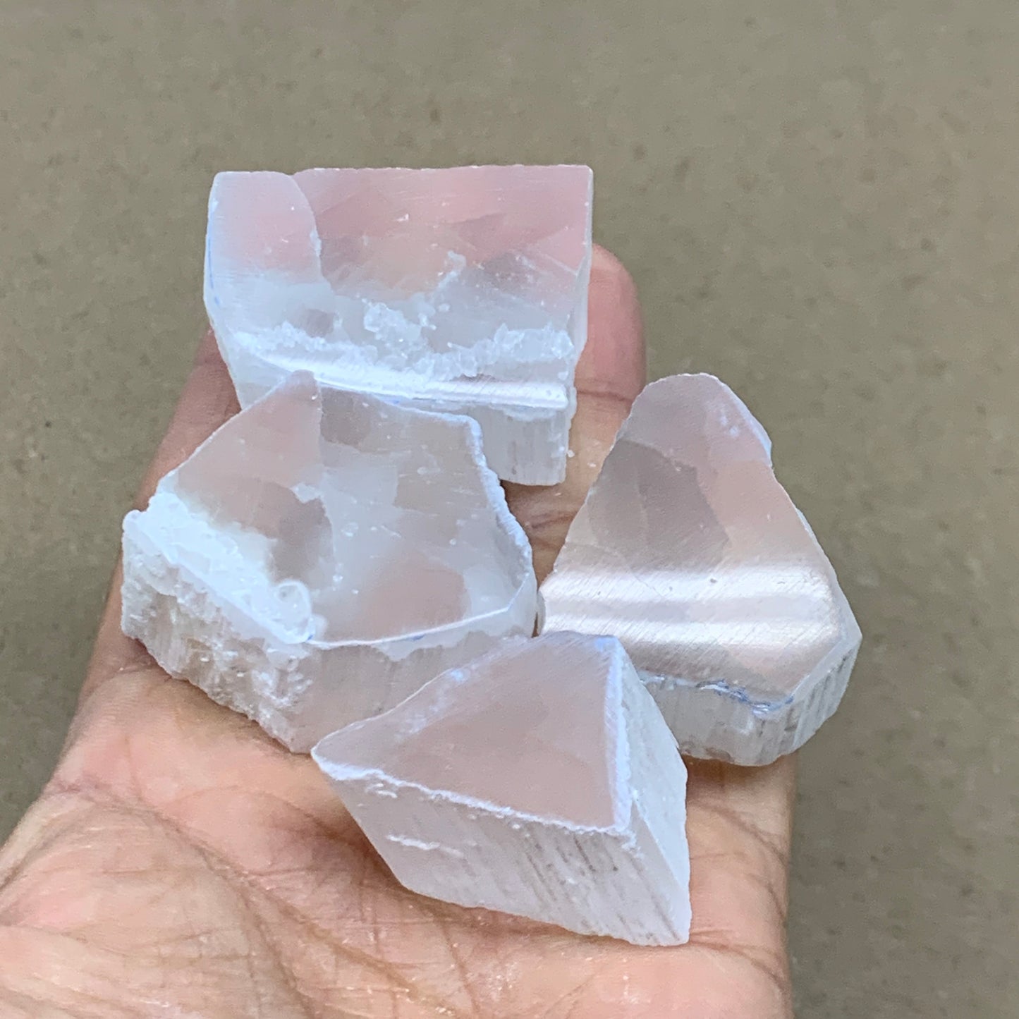 0.37 lbs, 1.3"-1.6", 4pcs, Natural Clear Selenite Crystal Slab Gemstone, B36935