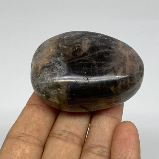 99.9g, 2.2"x1.6"x1.1",  Black Moonstone Crystal Palm-Stone Polished, B37773