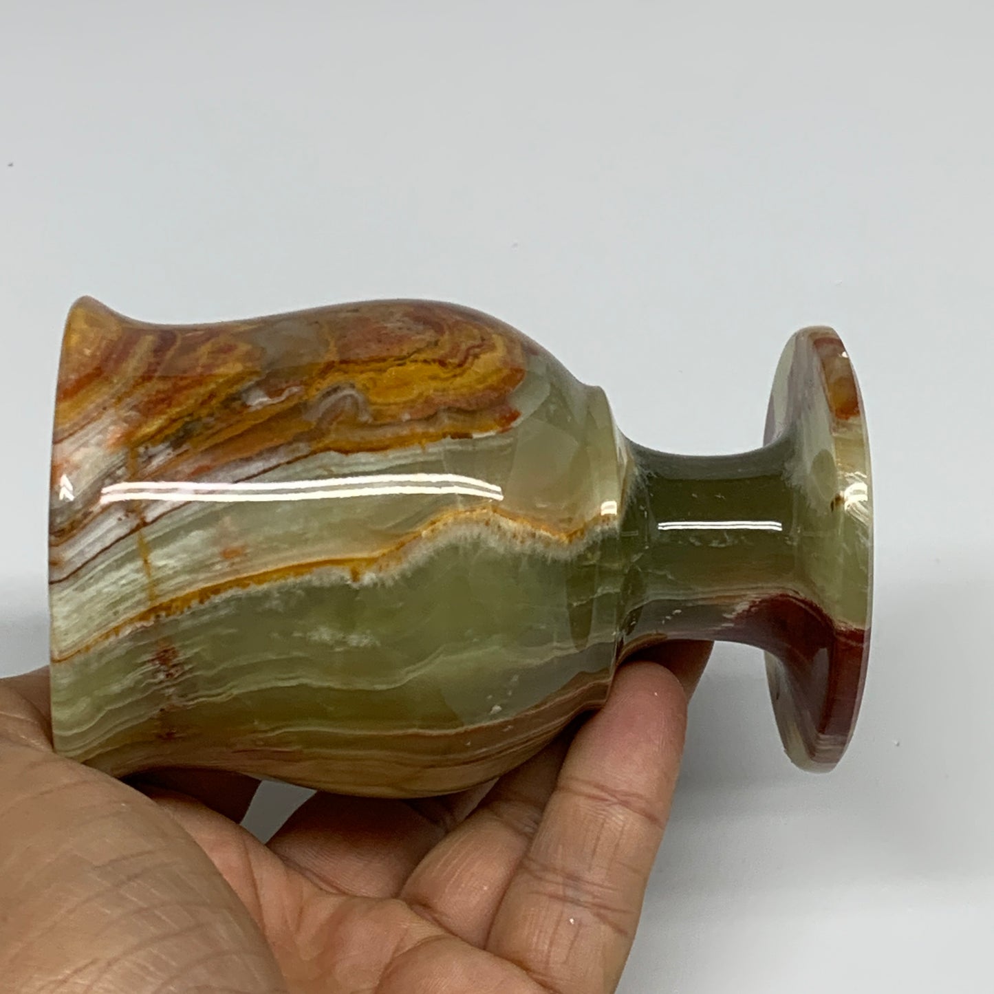 253g, 3.8"x2.5" Natural Green Onyx Cup Gemstone from Afghanistan, B31998