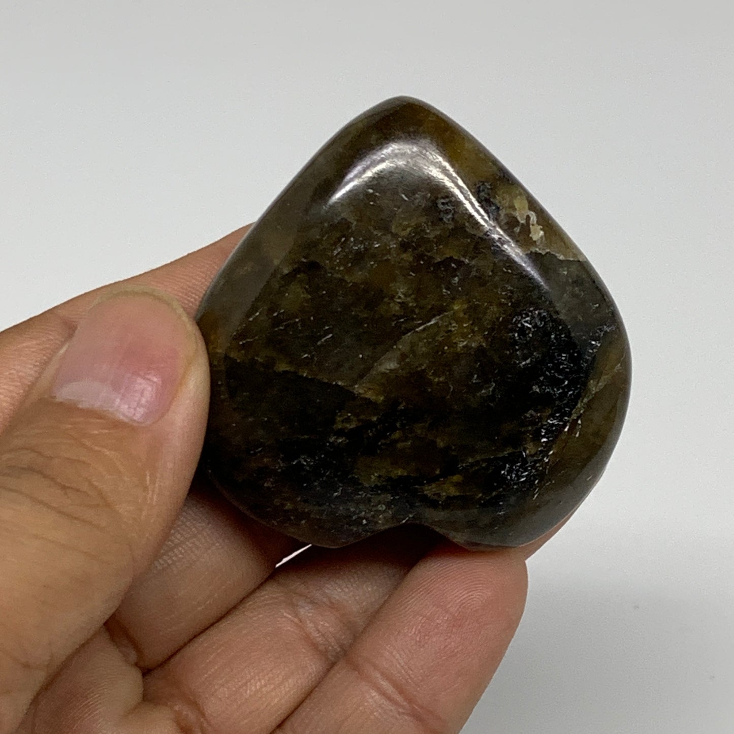 66.5g, 1.9"x1.9"x0.8", Natural Labradorite Heart Polished Crystal, B35504