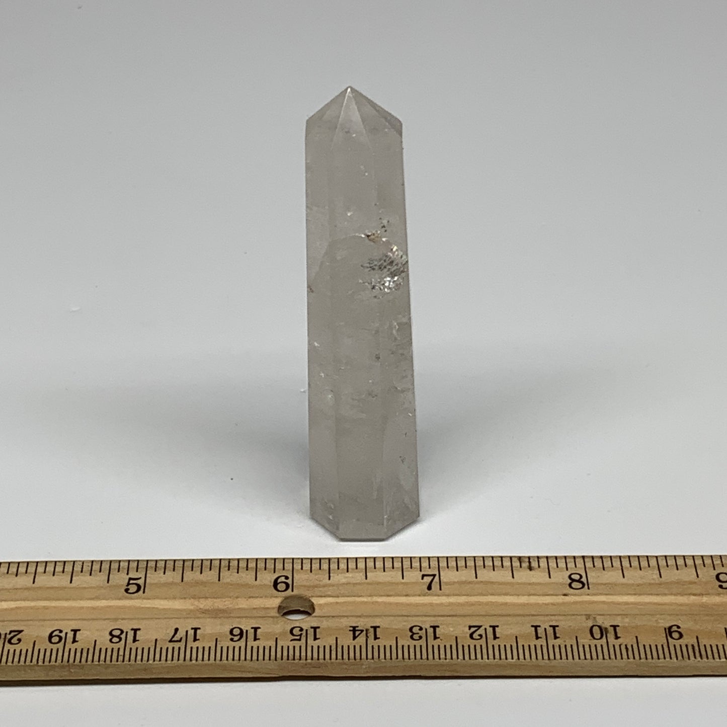 60.6g, 3.4"x0.8", Natural Quartz Crystal Tower Point Obelisk @India, B31360