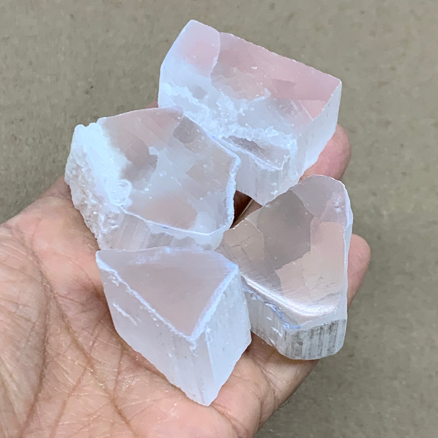 0.37 lbs, 1.3"-1.6", 4pcs, Natural Clear Selenite Crystal Slab Gemstone, B36935