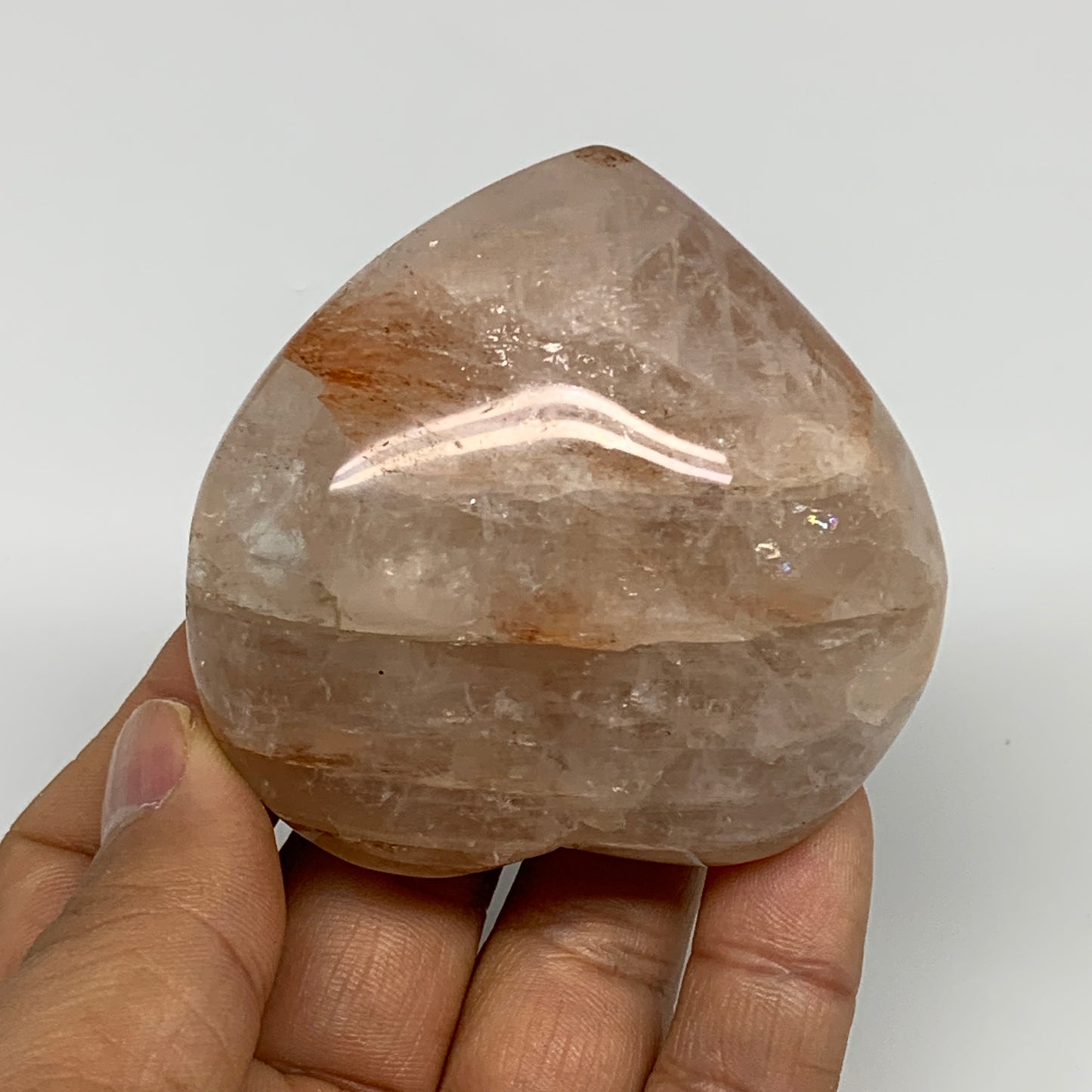 174.3g, 2.4"x2.6"x1.3" Red Hematoid Quartz Heart Crystal @Madagascar, B30519