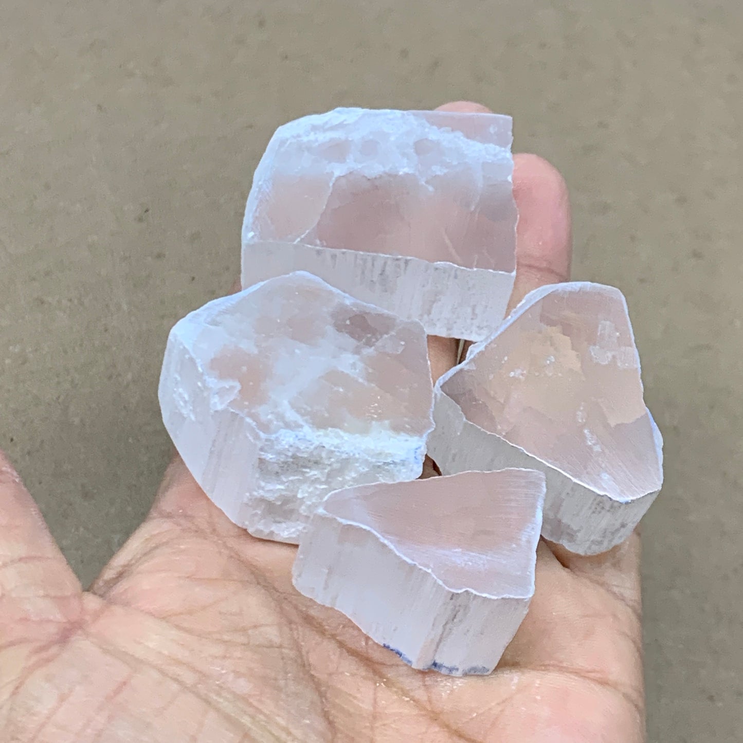 0.37 lbs, 1.3"-1.6", 4pcs, Natural Clear Selenite Crystal Slab Gemstone, B36935