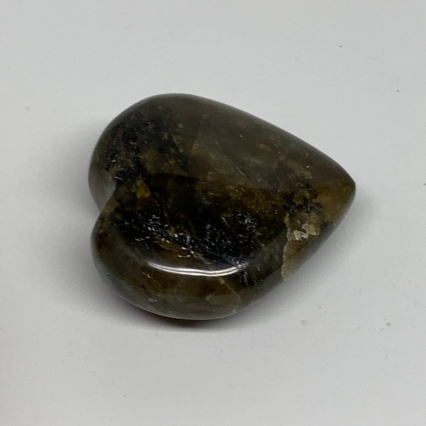 66.5g, 1.9"x1.9"x0.8", Natural Labradorite Heart Polished Crystal, B35504