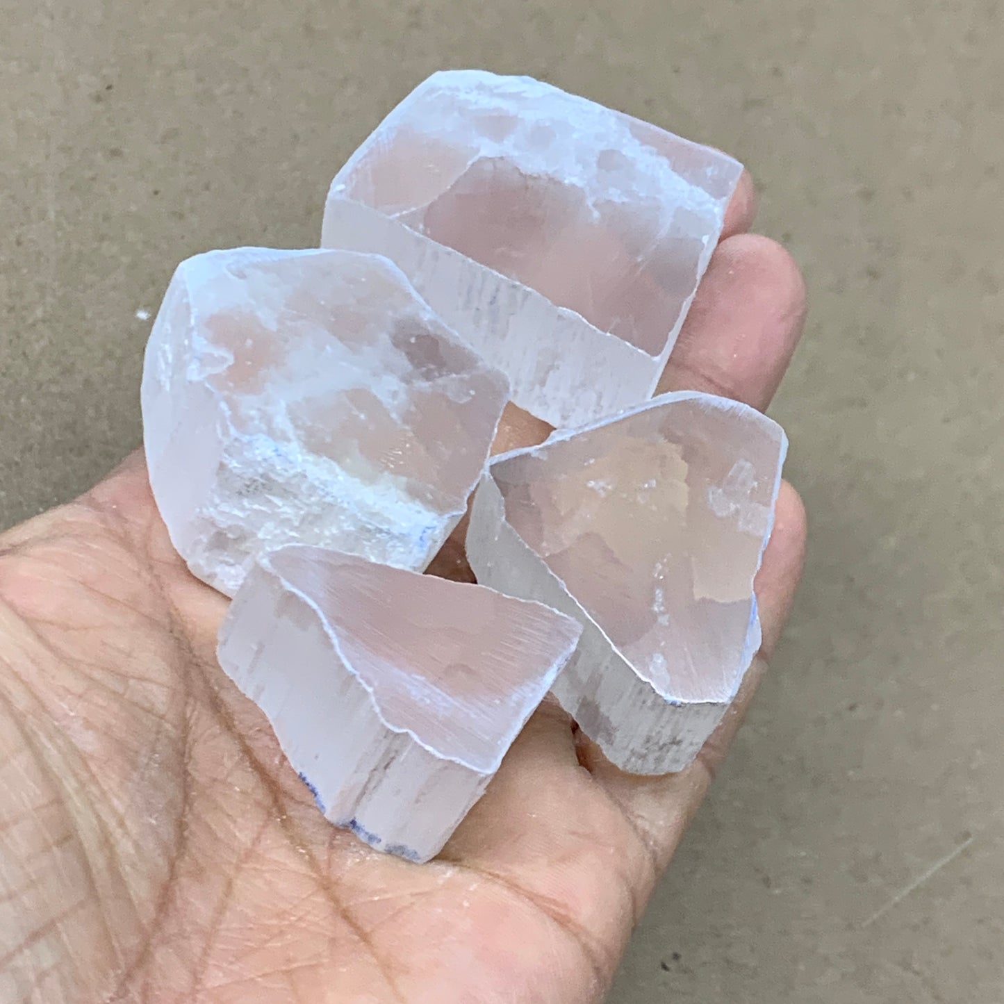 0.37 lbs, 1.3"-1.6", 4pcs, Natural Clear Selenite Crystal Slab Gemstone, B36935