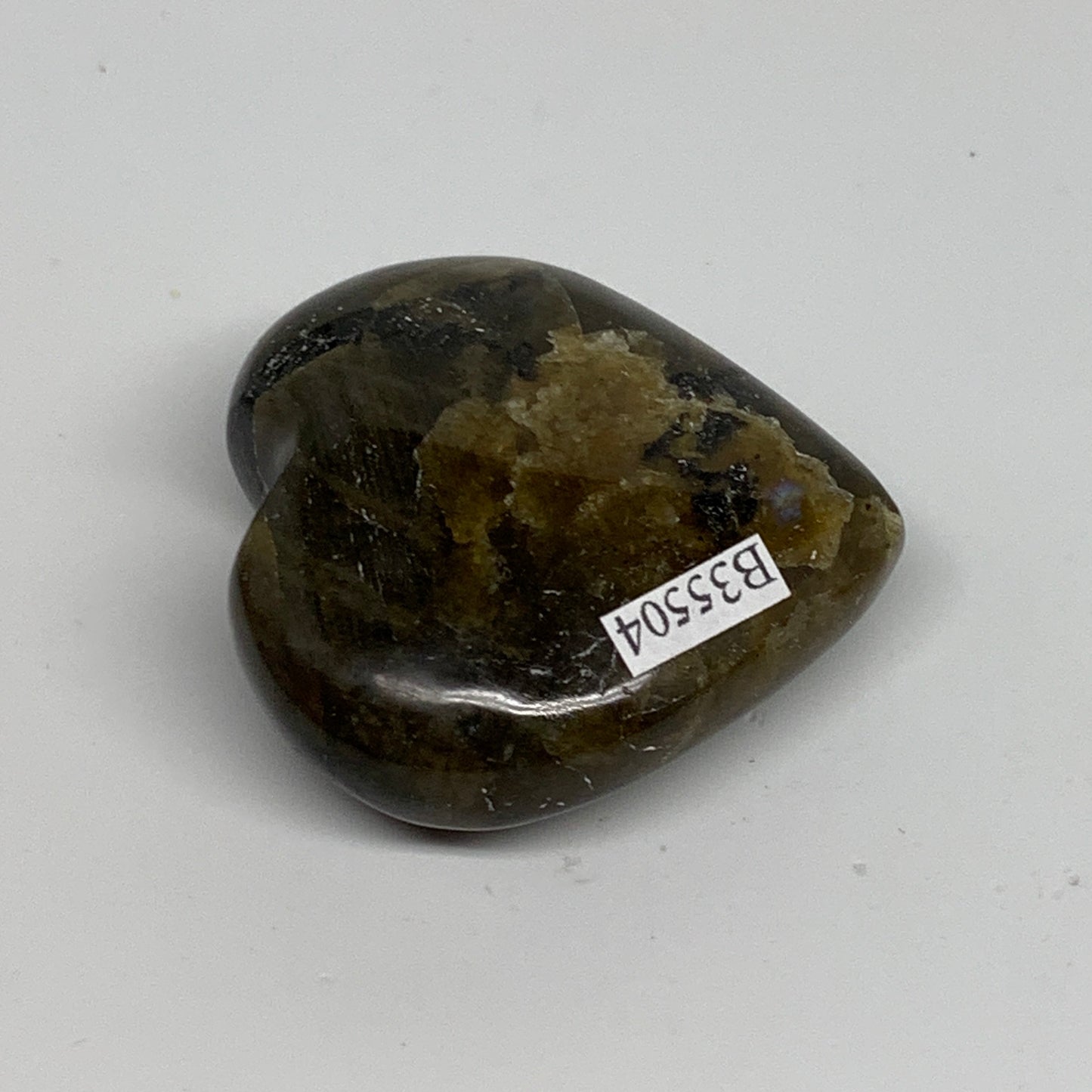 66.5g, 1.9"x1.9"x0.8", Natural Labradorite Heart Polished Crystal, B35504