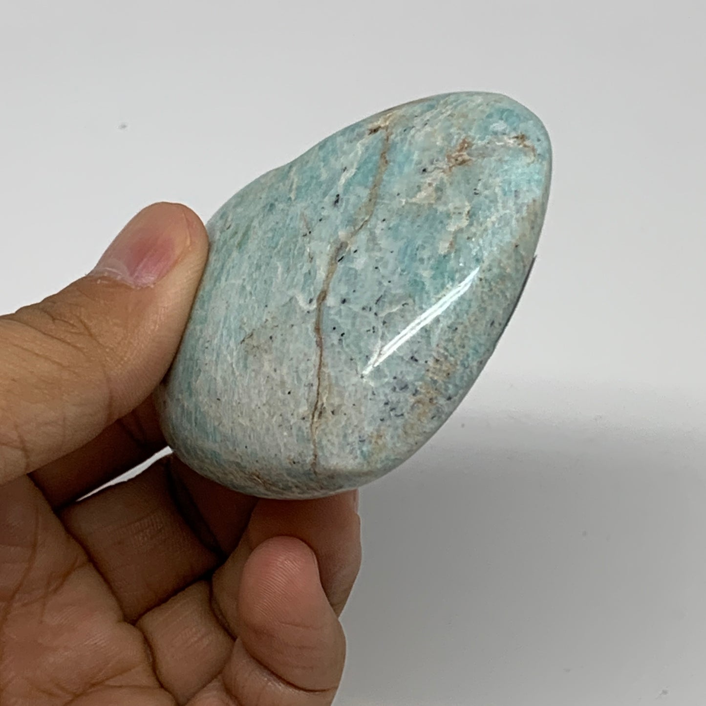130g, 2.3"x"x2.6"x1", Natural Amazonite Heart Polished Gemstone, B34738