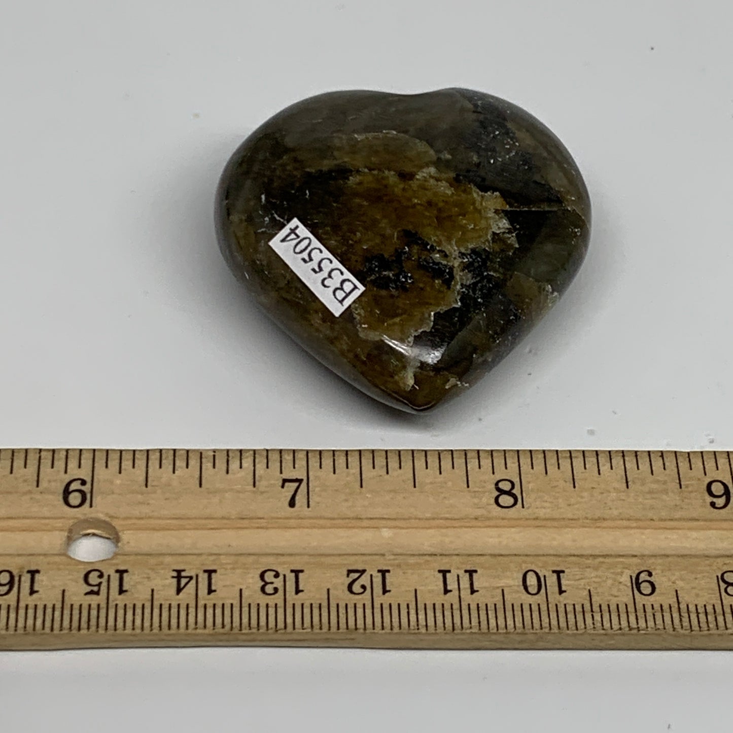 66.5g, 1.9"x1.9"x0.8", Natural Labradorite Heart Polished Crystal, B35504