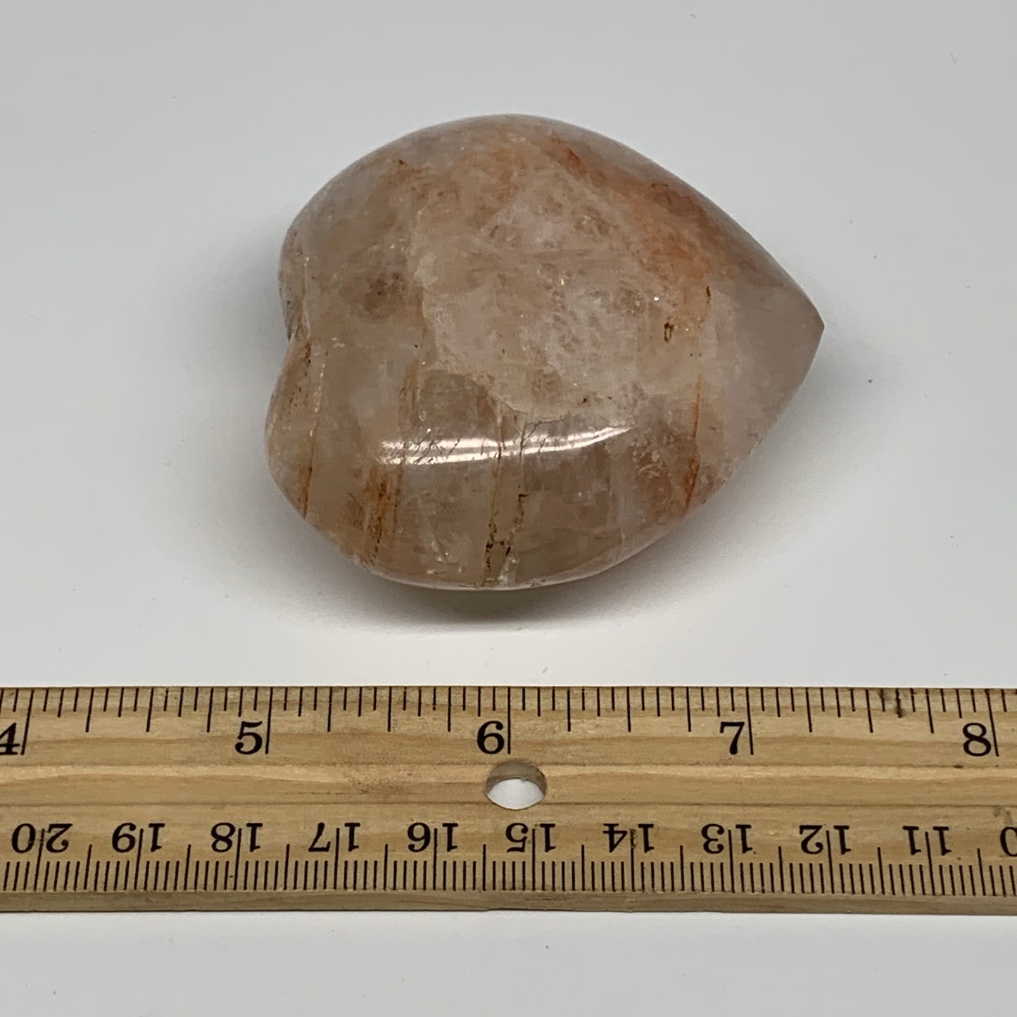 174.3g, 2.4"x2.6"x1.3" Red Hematoid Quartz Heart Crystal @Madagascar, B30519