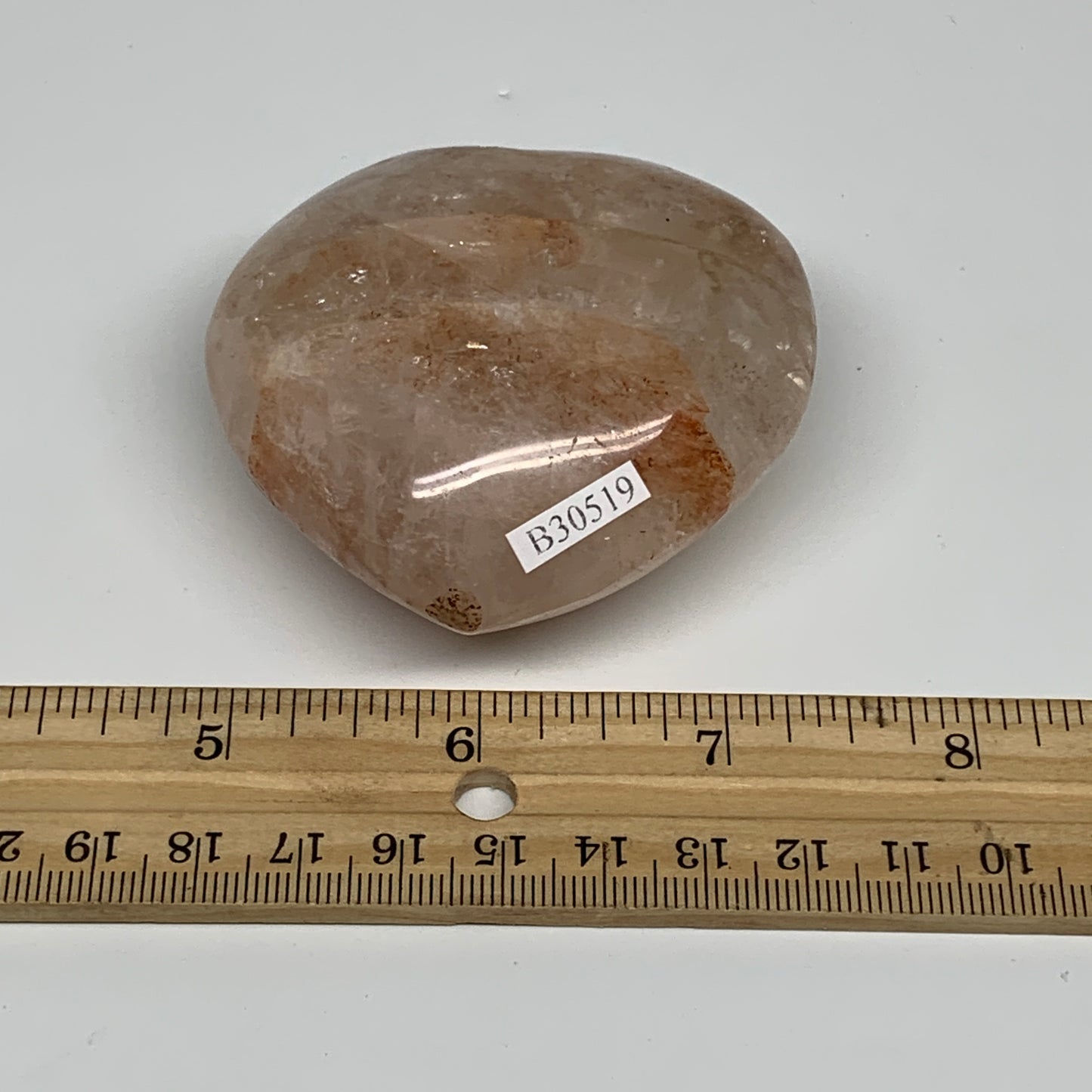 174.3g, 2.4"x2.6"x1.3" Red Hematoid Quartz Heart Crystal @Madagascar, B30519