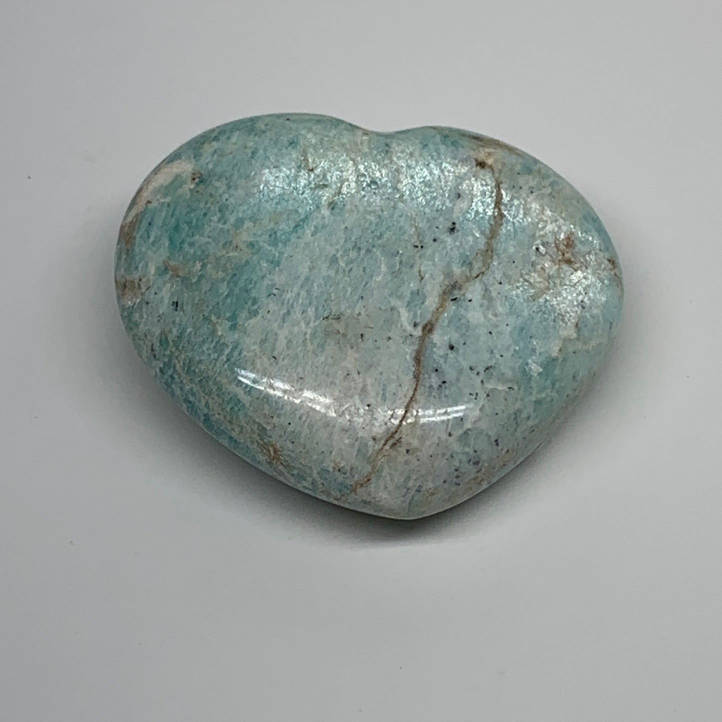 130g, 2.3"x"x2.6"x1", Natural Amazonite Heart Polished Gemstone, B34738
