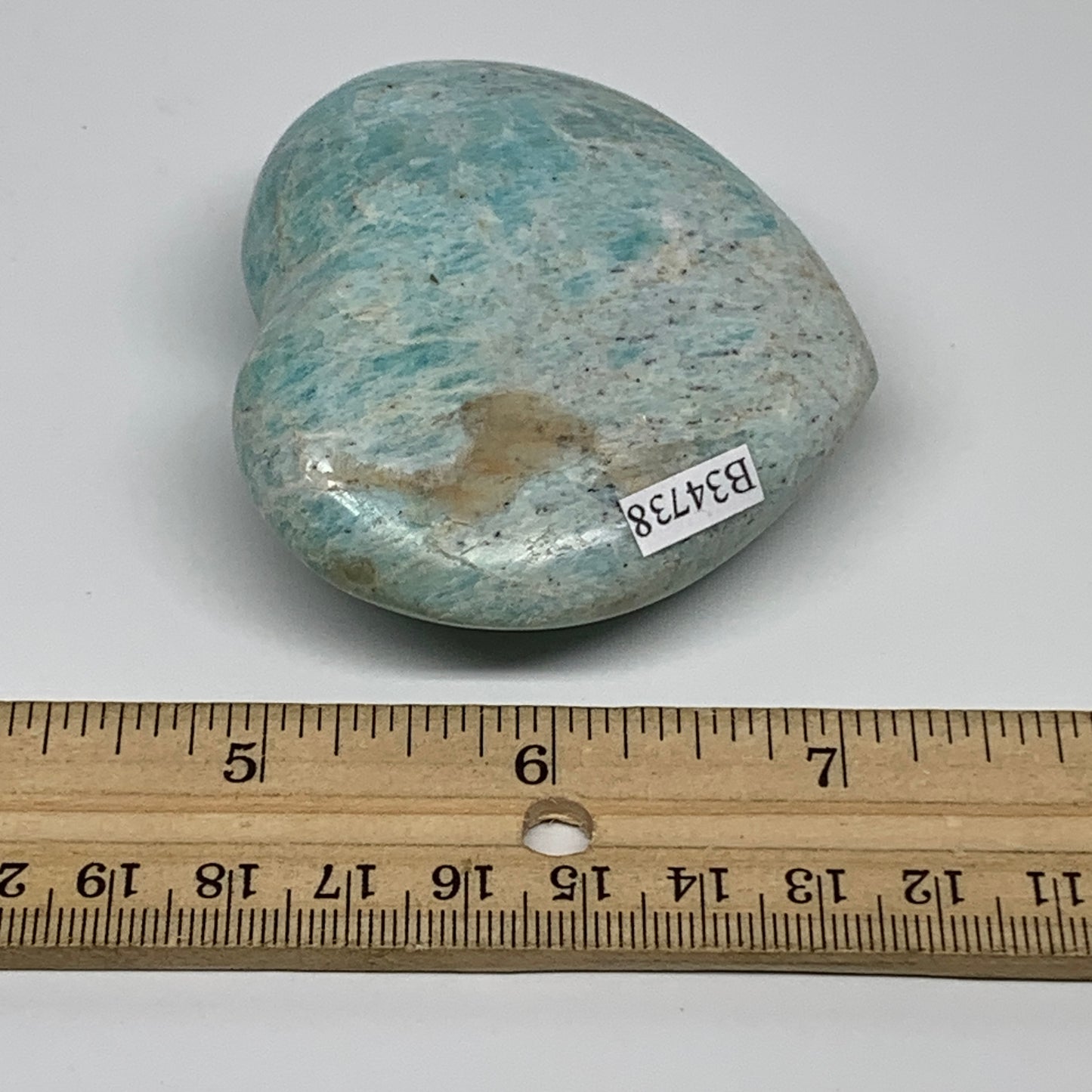 130g, 2.3"x"x2.6"x1", Natural Amazonite Heart Polished Gemstone, B34738