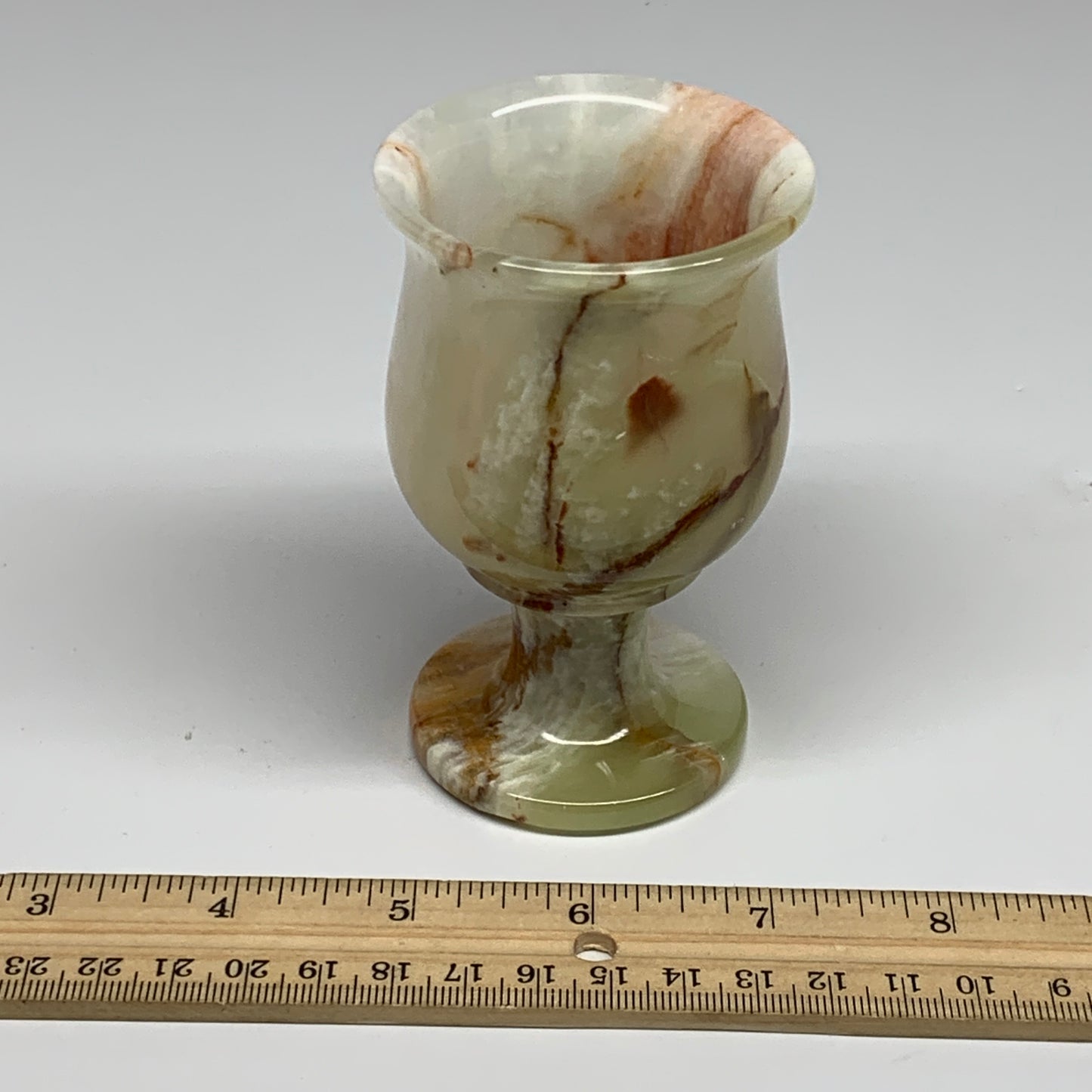 203g, 3.8"x2.3" Natural Green Onyx Cup Gemstone from Afghanistan, B31999