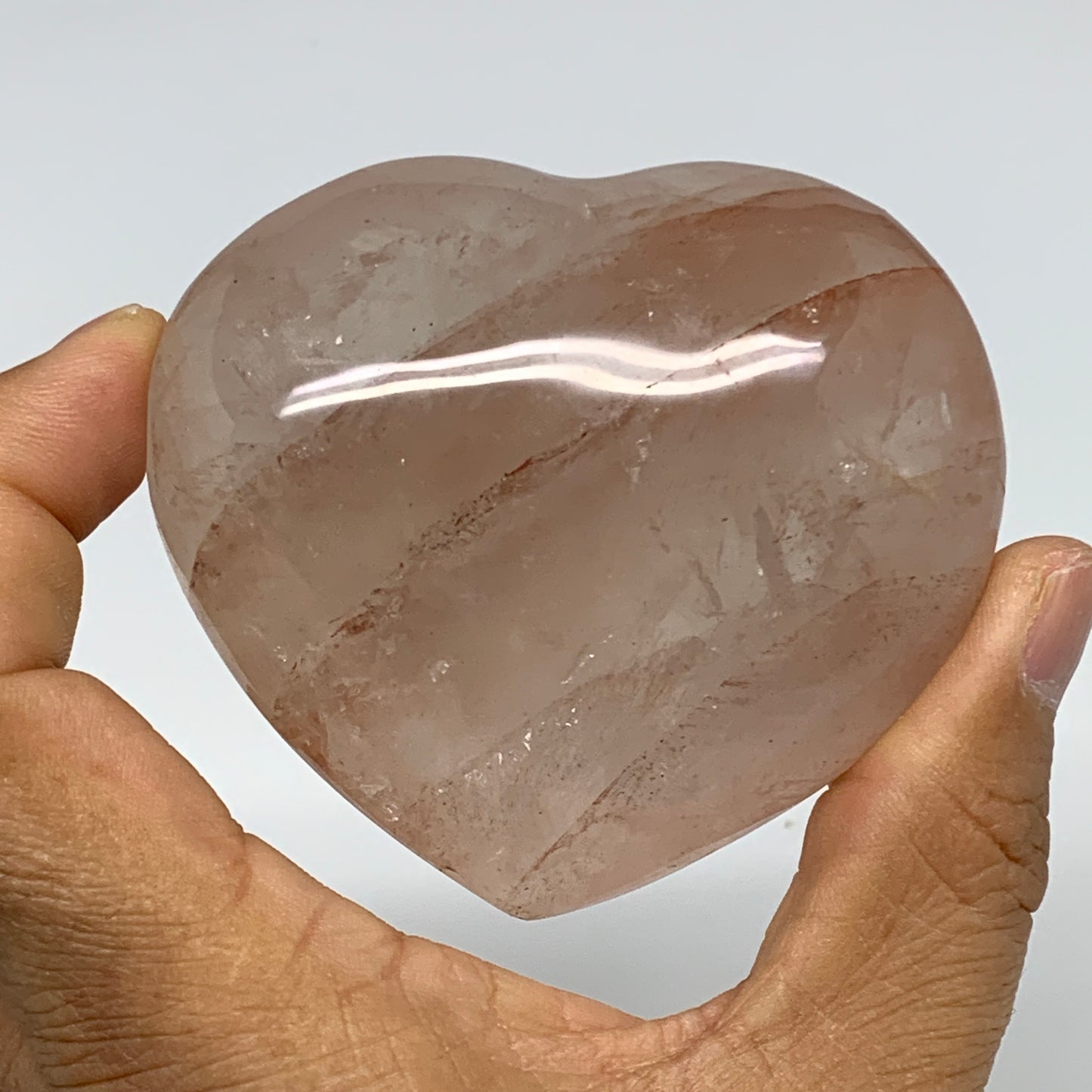 201.7g, 2.5"x2.9"x1.3" Red Hematoid Quartz Heart Crystal @Madagascar, B30521