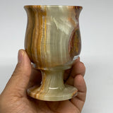 249.9g, 3.8"x2.5" Natural Green Onyx Cup Gemstone from Afghanistan, B3200