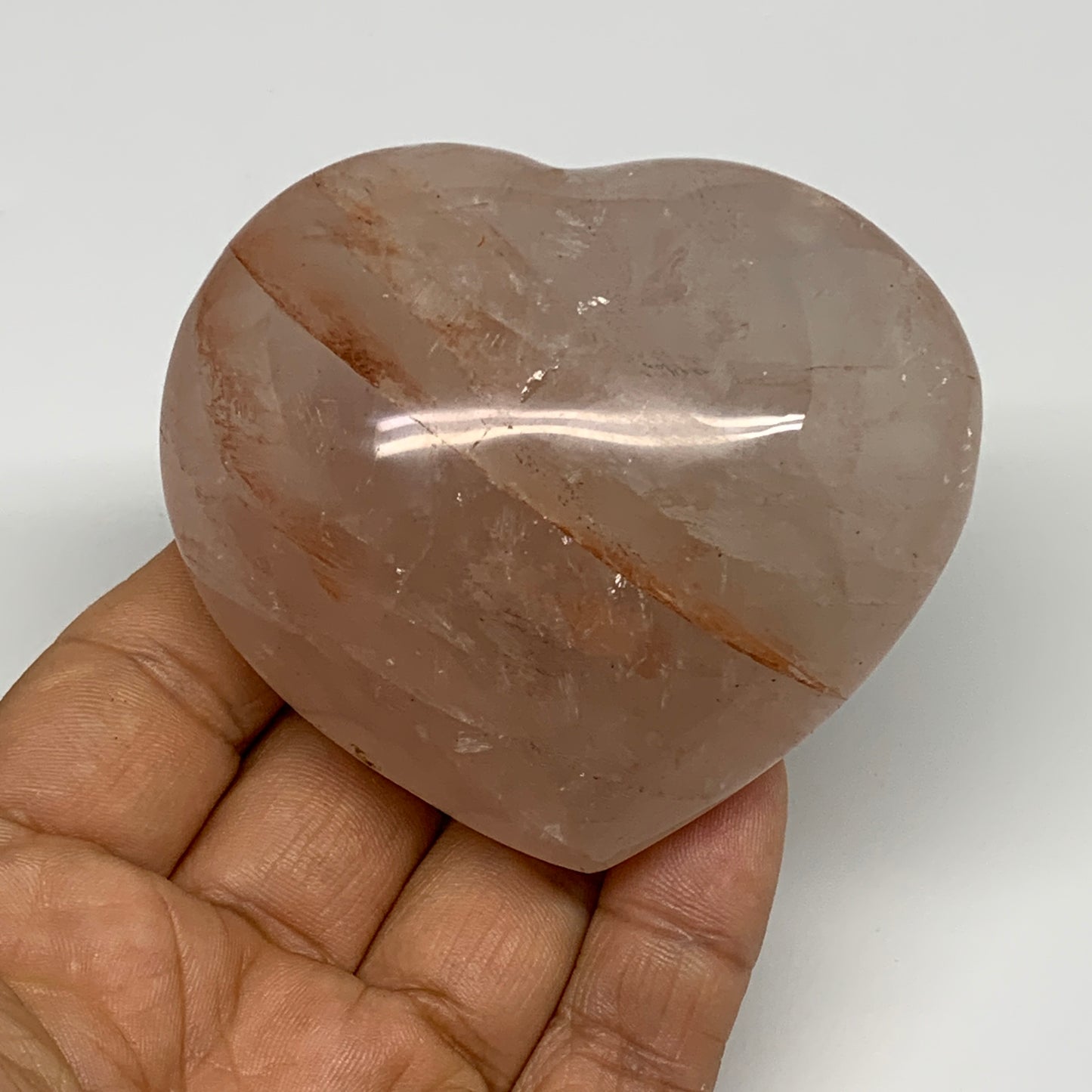 201.7g, 2.5"x2.9"x1.3" Red Hematoid Quartz Heart Crystal @Madagascar, B30521