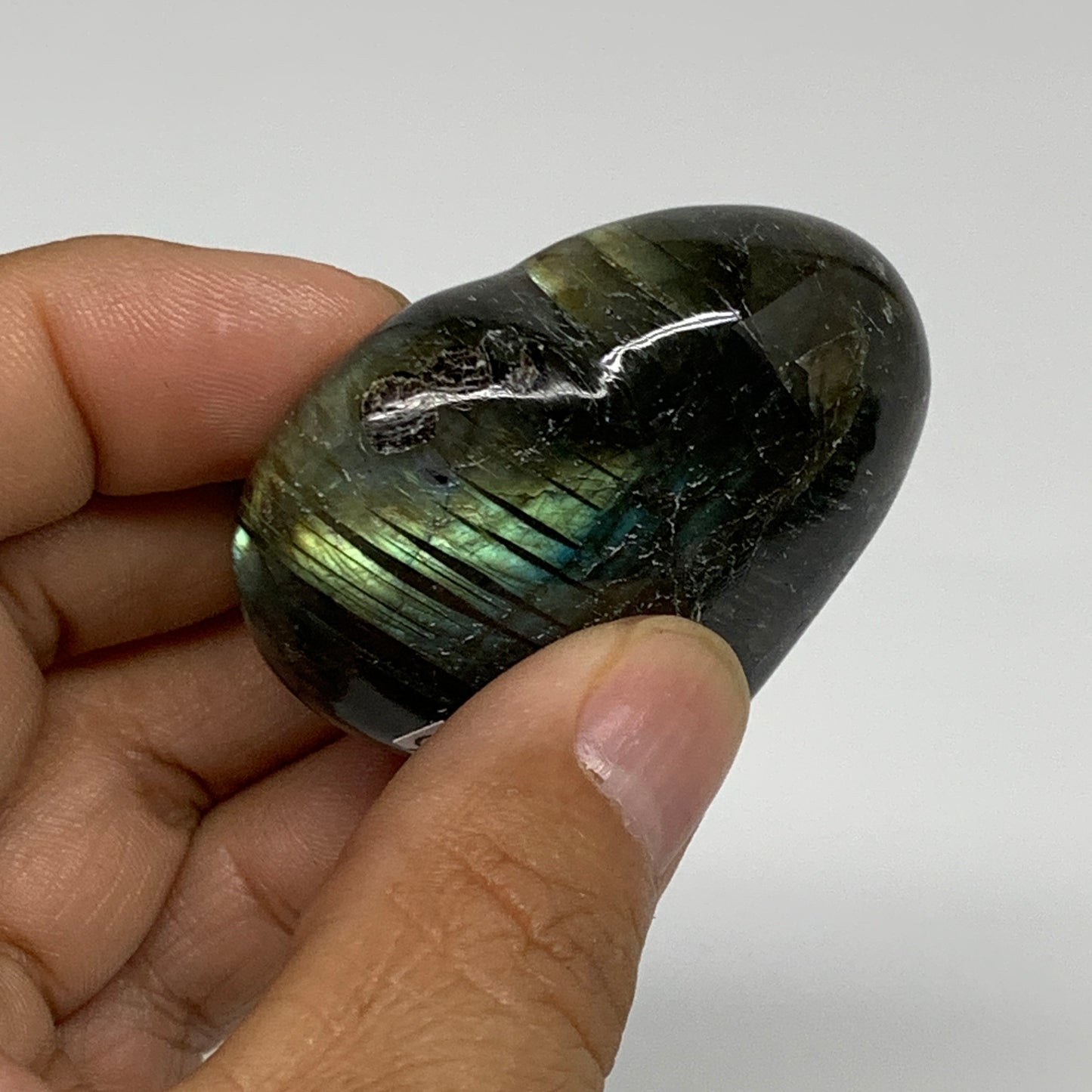 65.2g, 1.9"x2"x0.7", Natural Labradorite Heart Polished Crystal, B35506