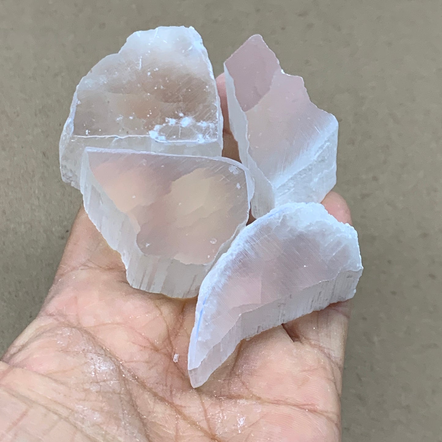 0.41 lbs, 1.7"-2", 4pcs, Natural Clear Selenite Crystal Slab Gemstone, B36936