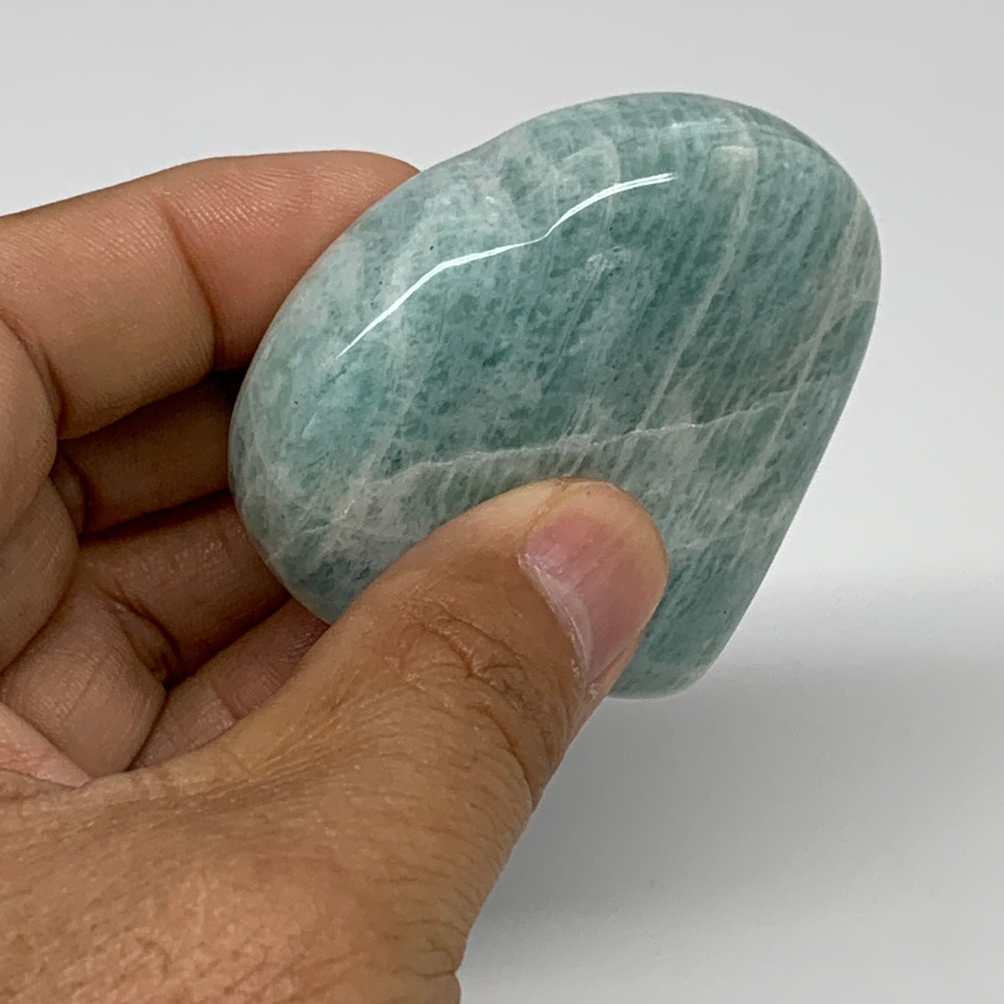 103.9g, 2.3"x"x2.3"x0.9", Natural Amazonite Heart Polished Gemstone, B34740