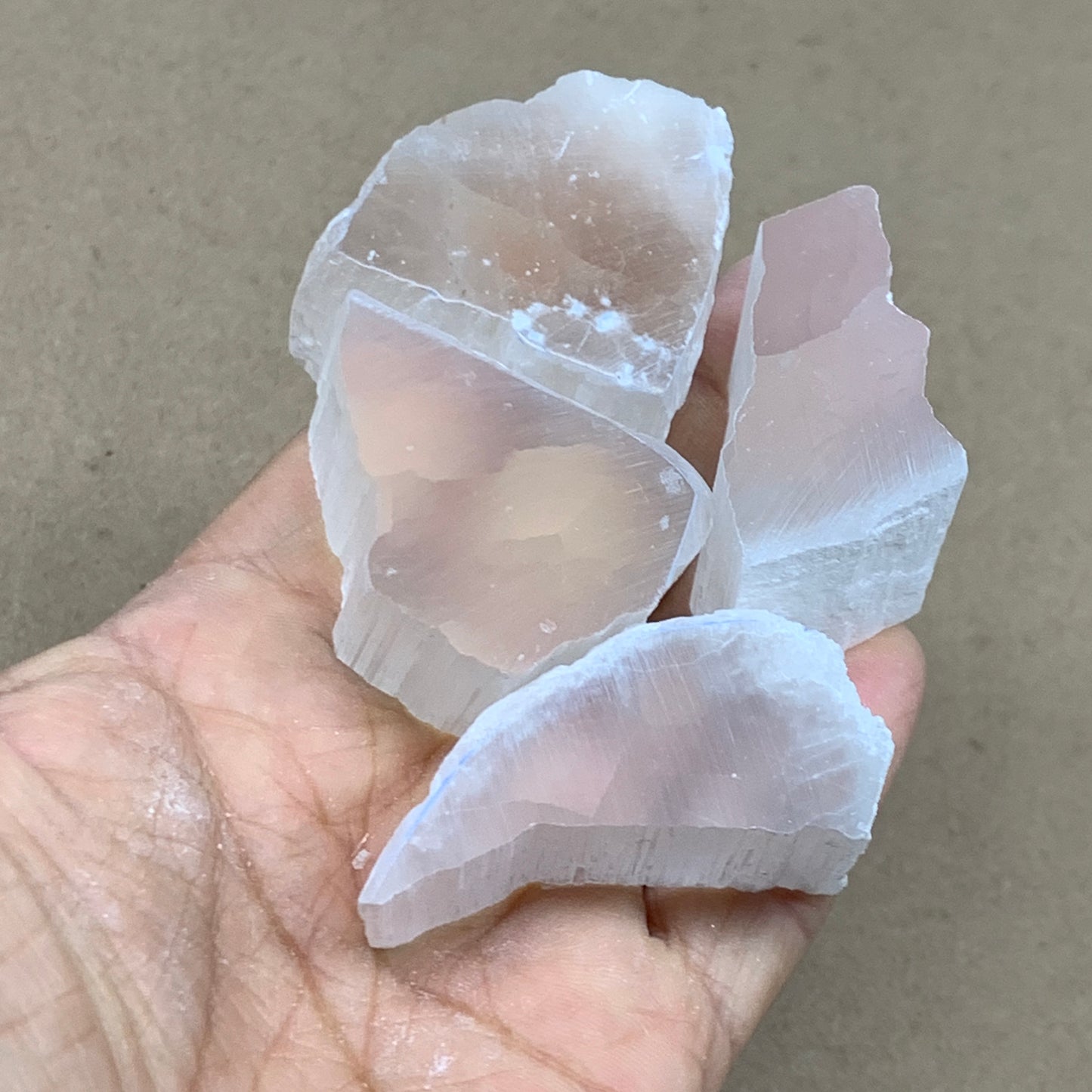 0.41 lbs, 1.7"-2", 4pcs, Natural Clear Selenite Crystal Slab Gemstone, B36936