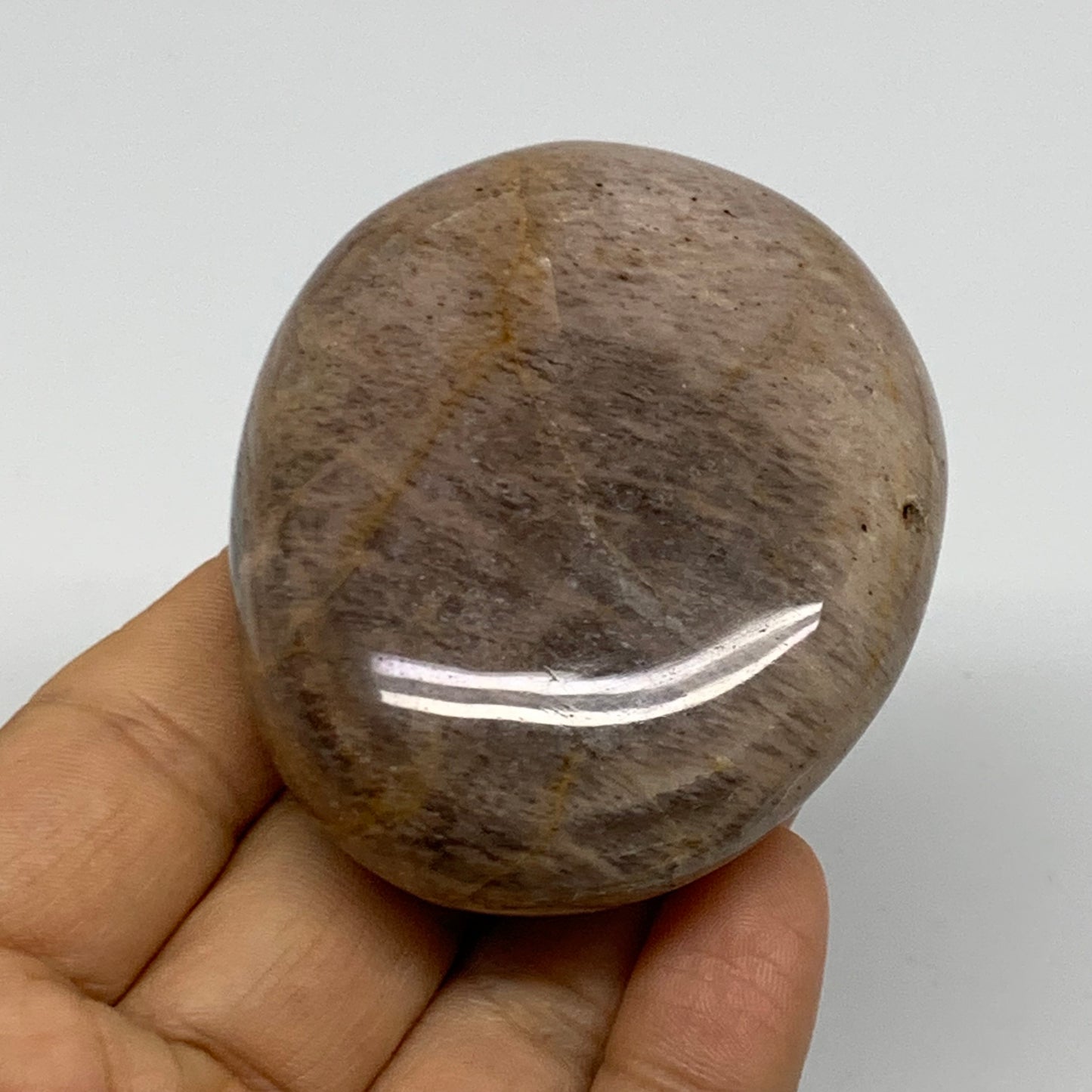 113.8g, 2.5"x2.1"x0.9",  Black Moonstone Crystal Palm-Stone Polished, B37775