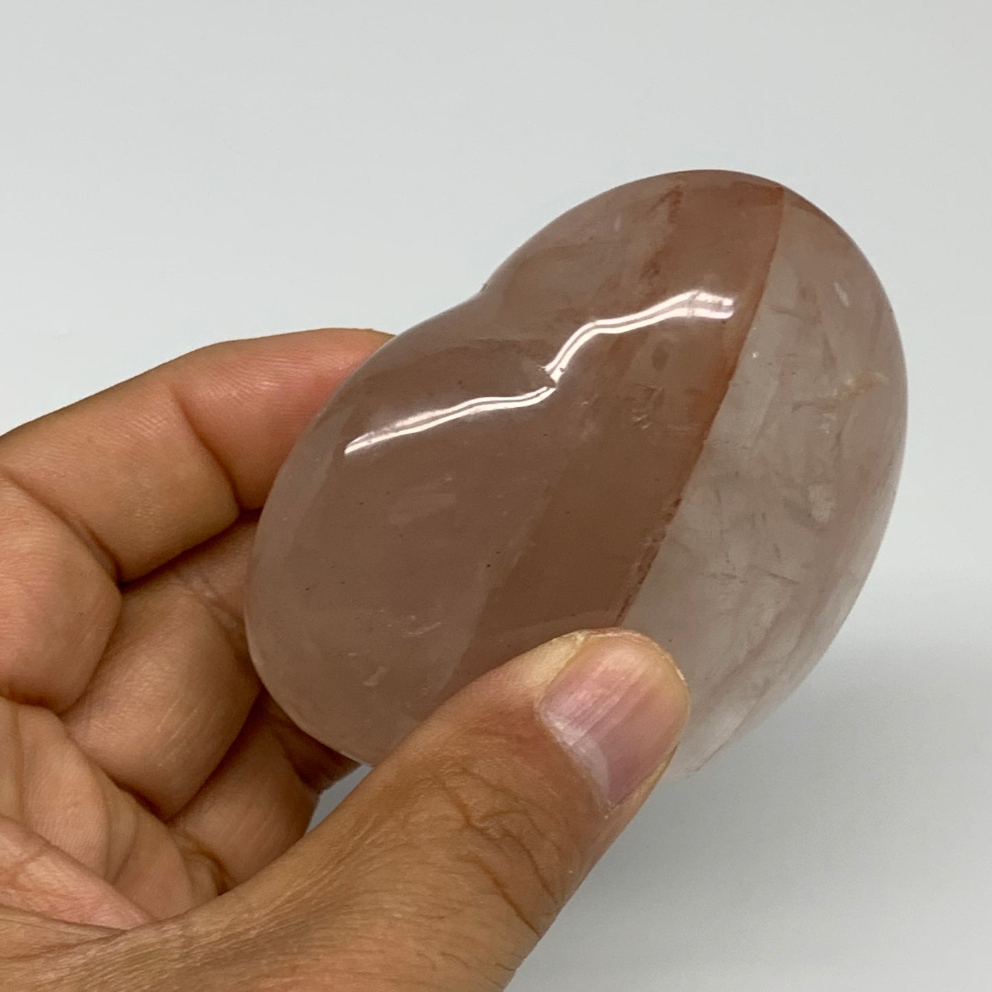 201.7g, 2.5"x2.9"x1.3" Red Hematoid Quartz Heart Crystal @Madagascar, B30521