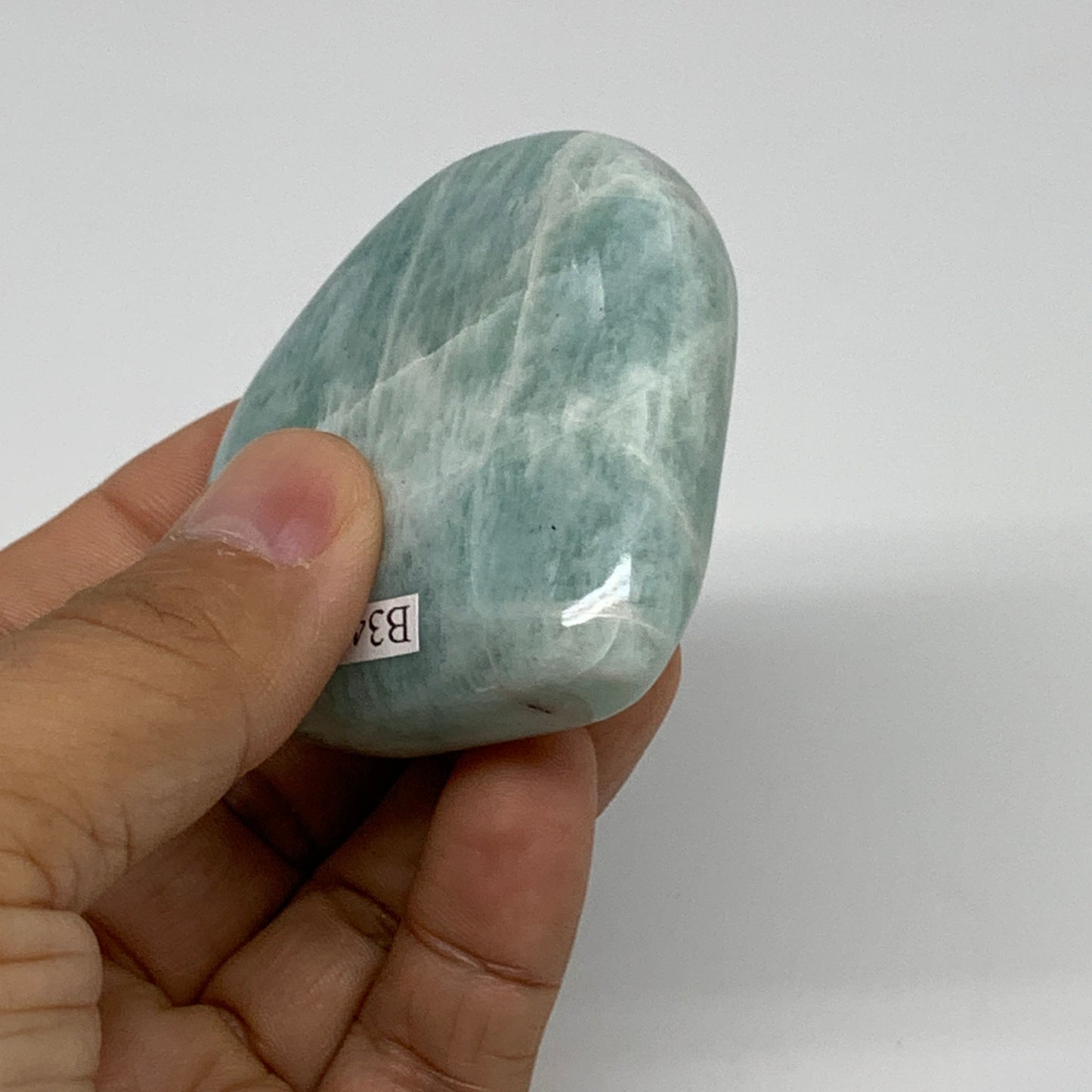 103.9g, 2.3"x"x2.3"x0.9", Natural Amazonite Heart Polished Gemstone, B34740