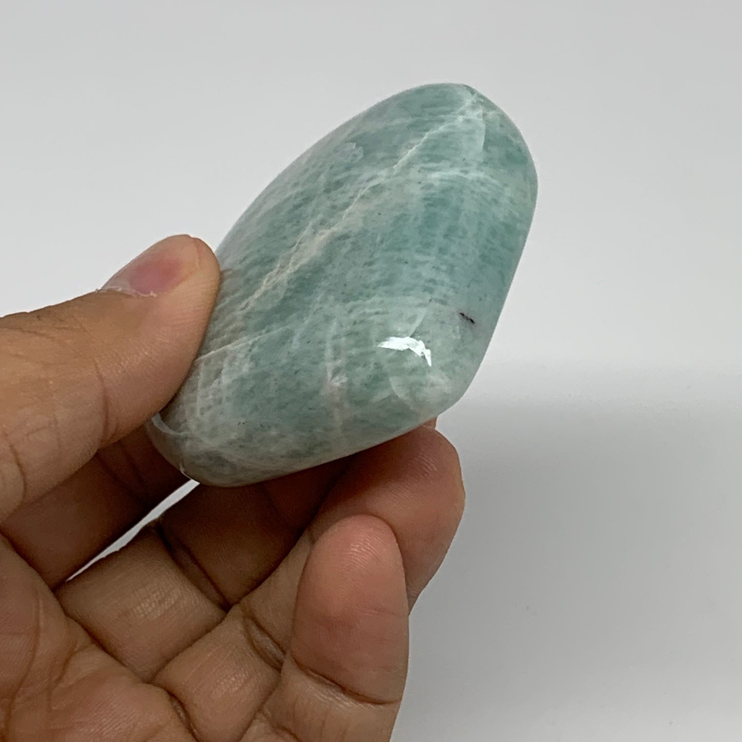 103.9g, 2.3"x"x2.3"x0.9", Natural Amazonite Heart Polished Gemstone, B34740
