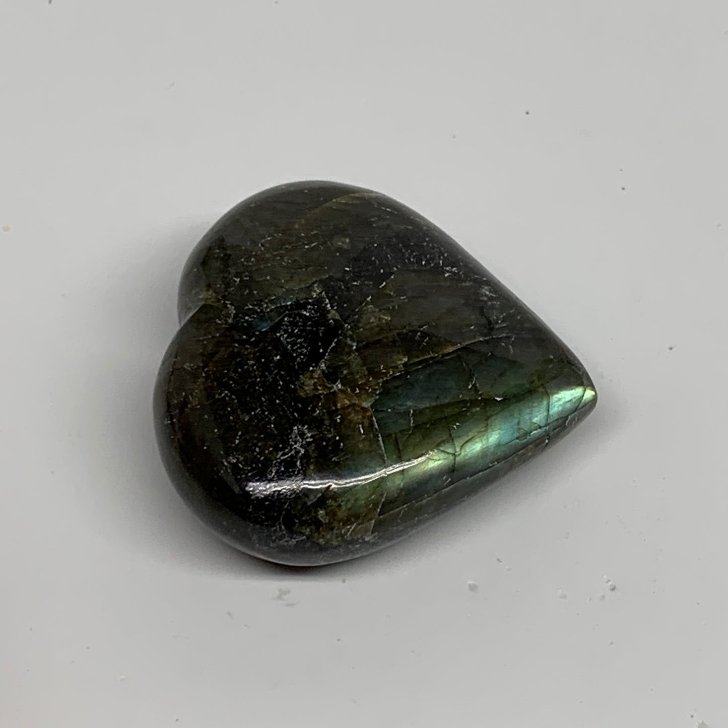 65.2g, 1.9"x2"x0.7", Natural Labradorite Heart Polished Crystal, B35506