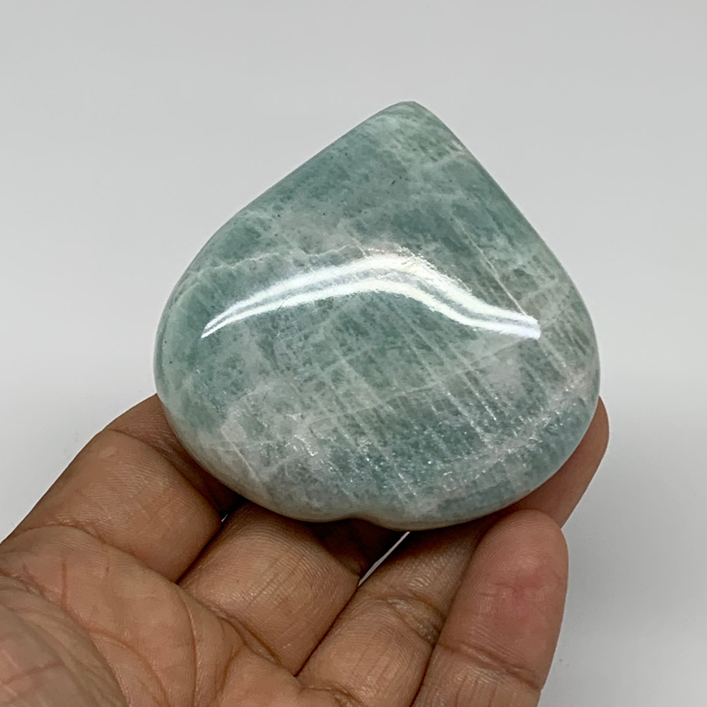 103.9g, 2.3"x"x2.3"x0.9", Natural Amazonite Heart Polished Gemstone, B34740